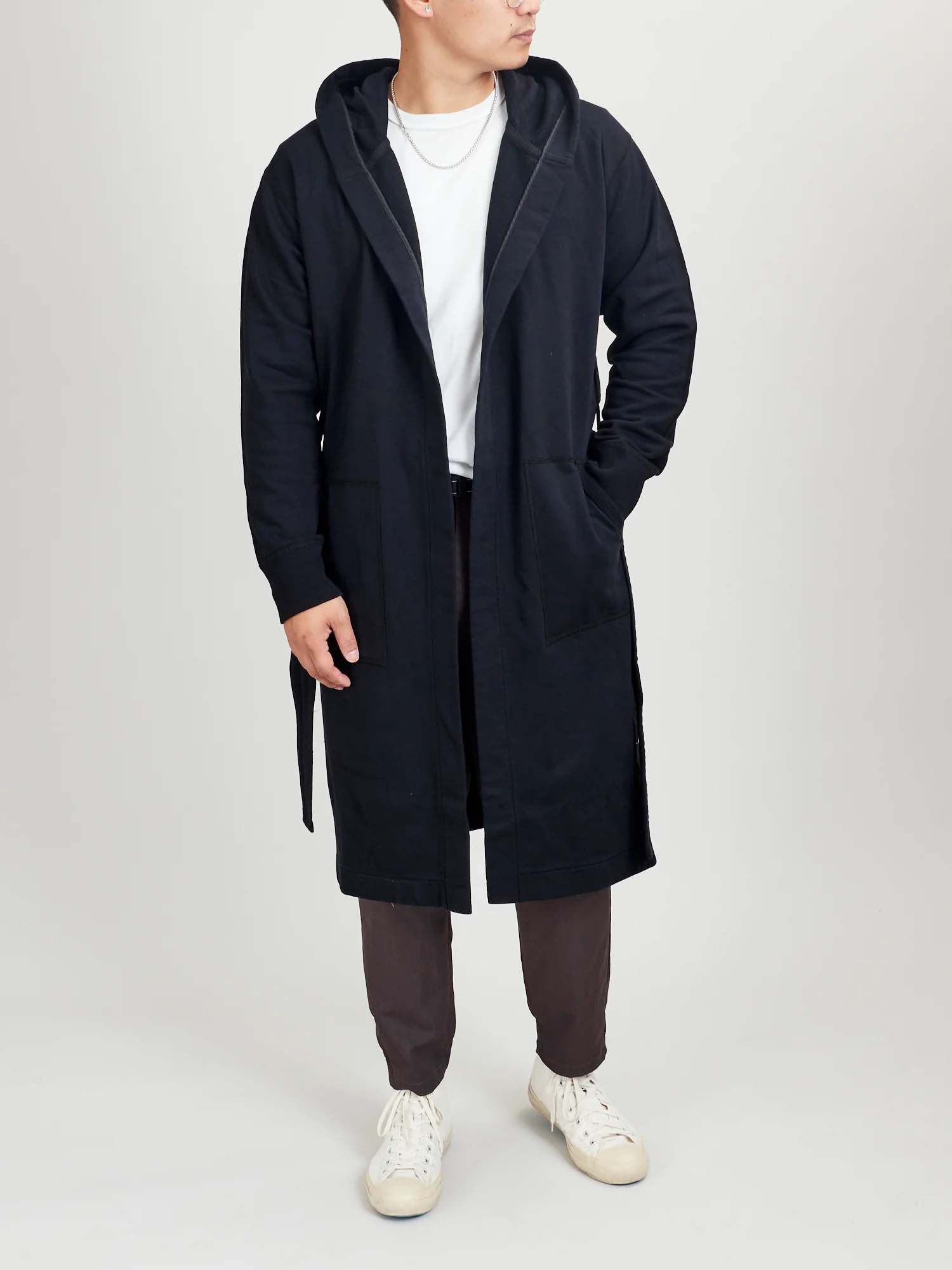 Midweight Terry Hooded Robe in Black - Image 13
