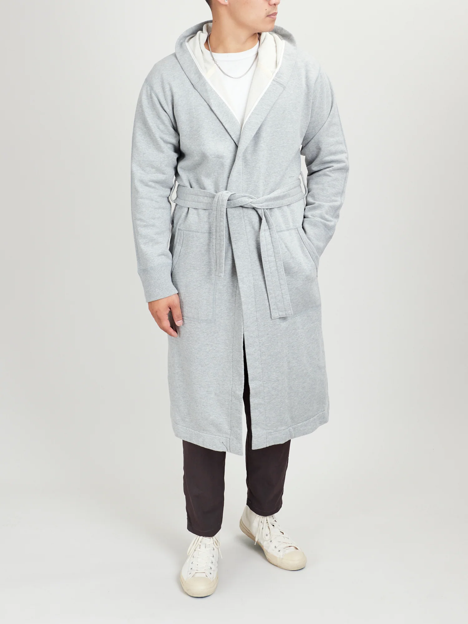 Midweight Terry Hooded Robe in Heather Grey - Image 2