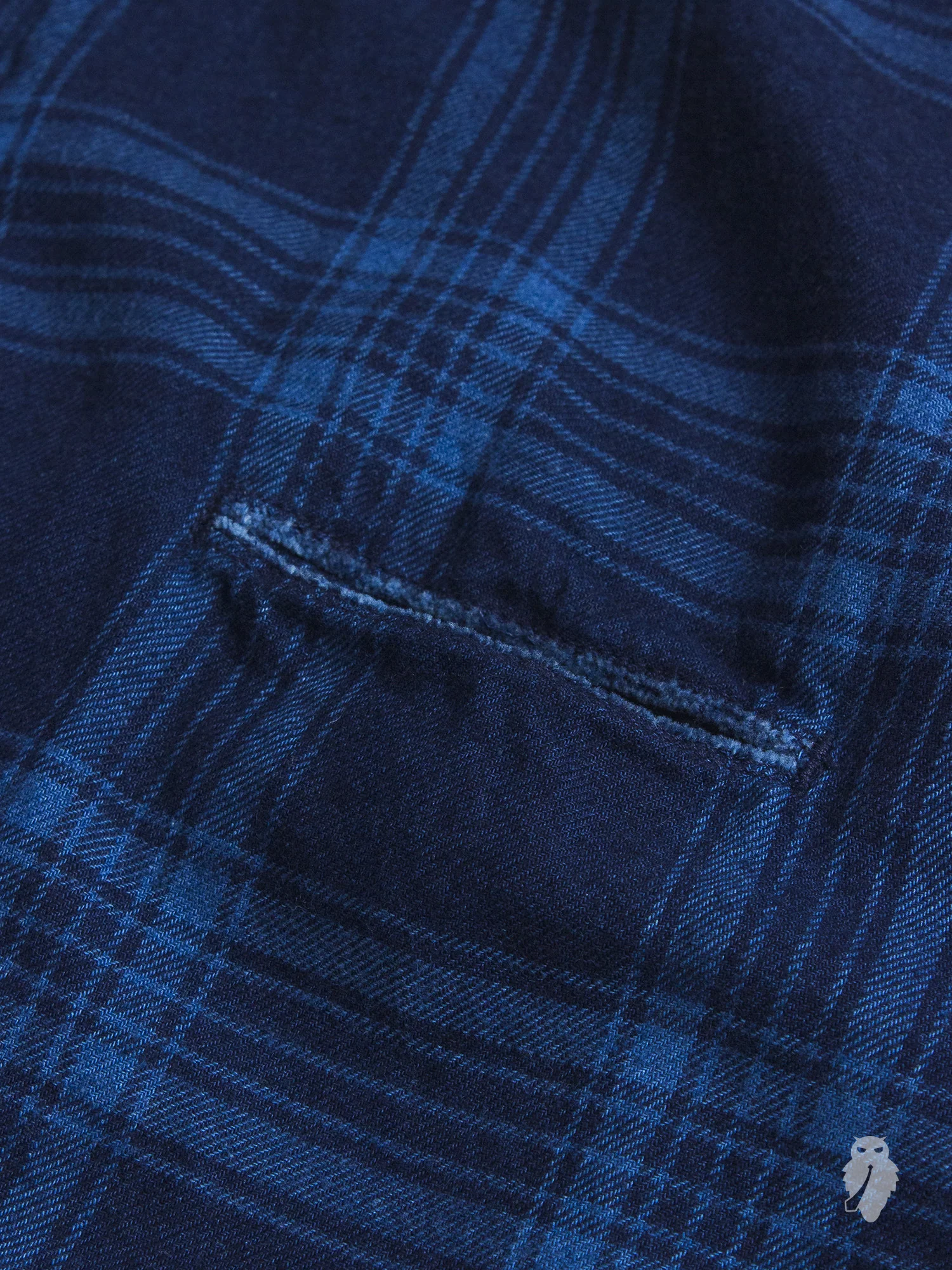 Mismatch Frayed Button Down Shirt in Indigo - Image 4