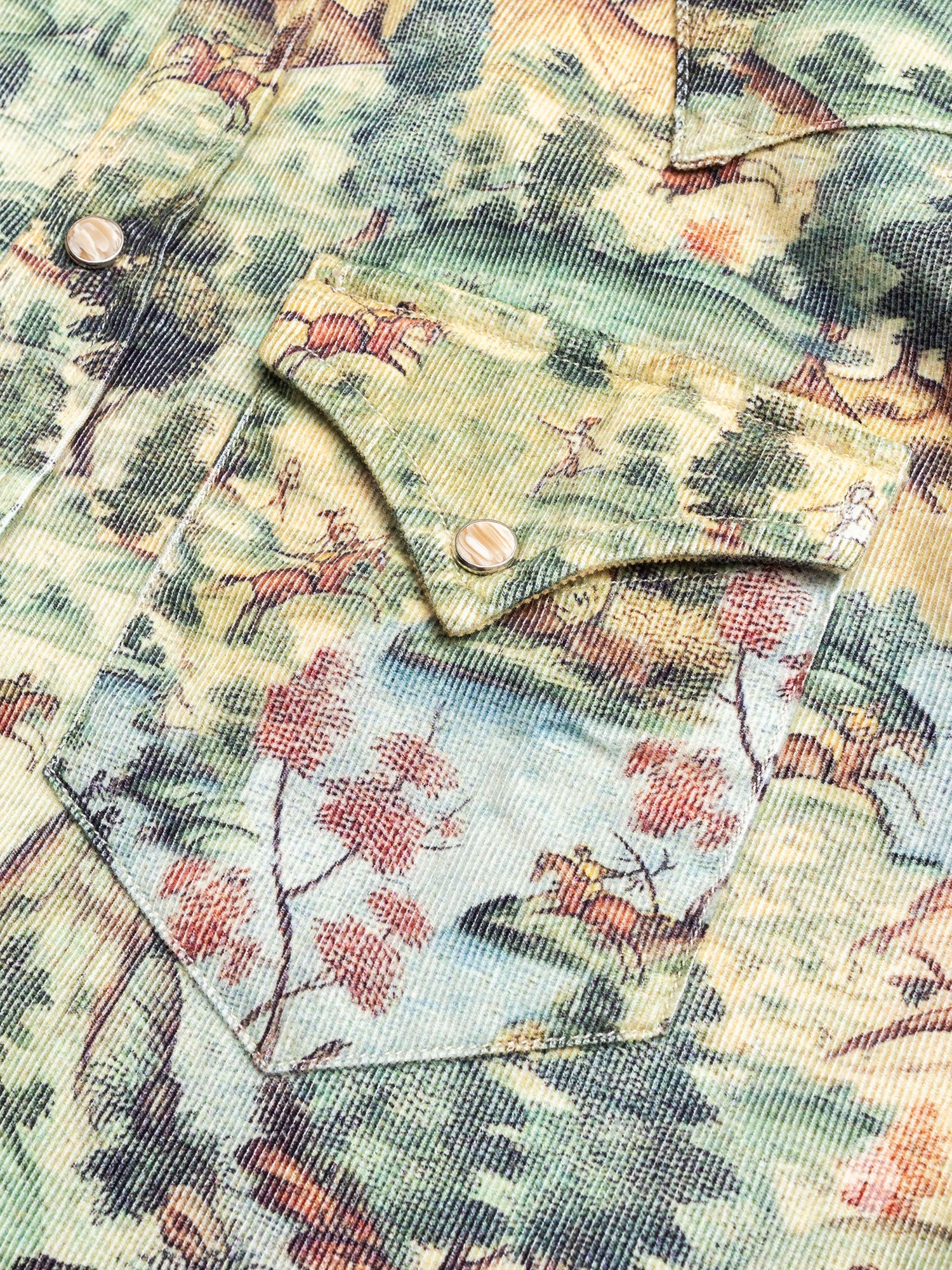 "Mughal Stories" Corduroy Western Shirt in Green - Image 4