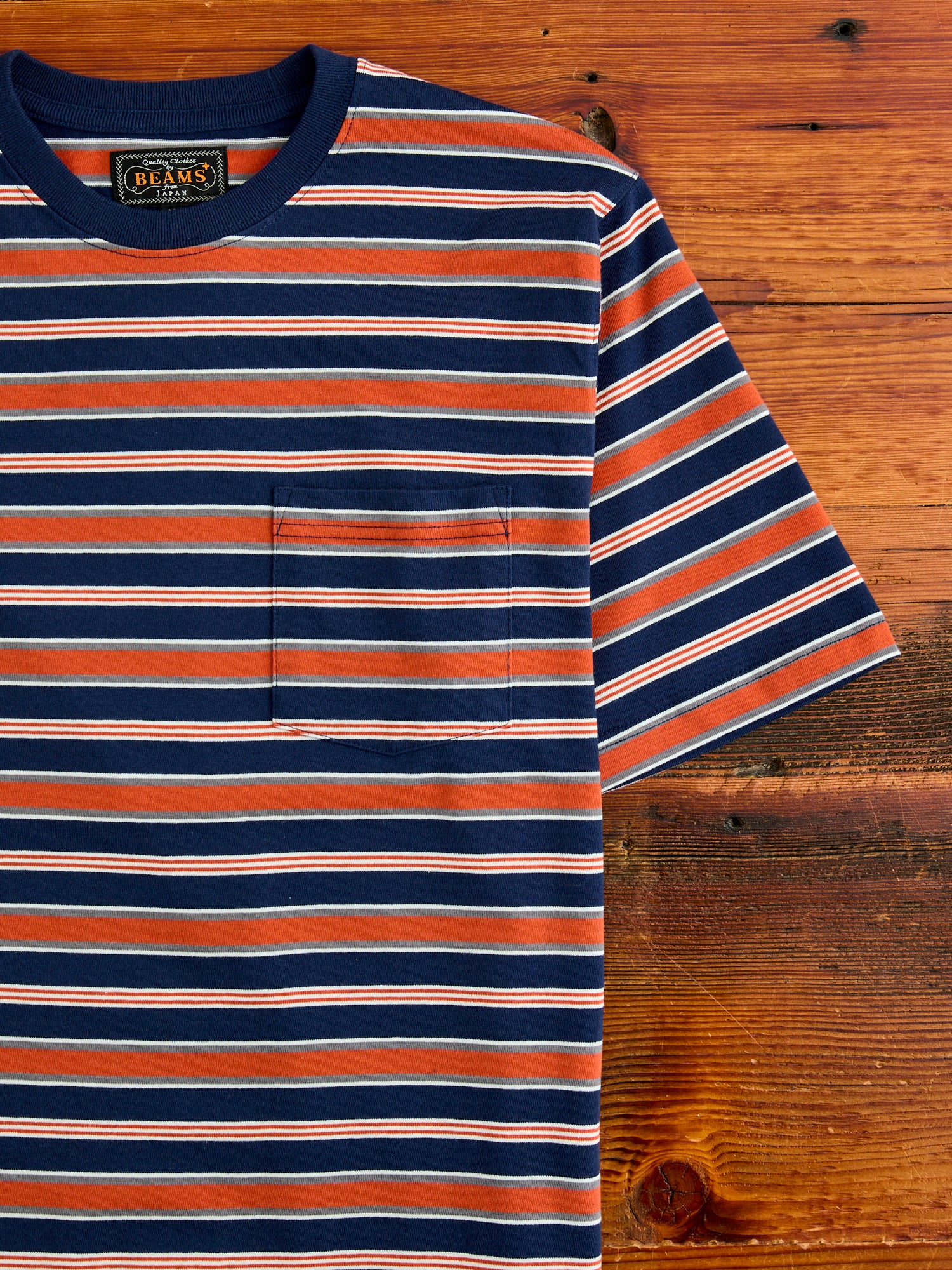 Multistripe Pocket T-Shirt in Navy - Image 4