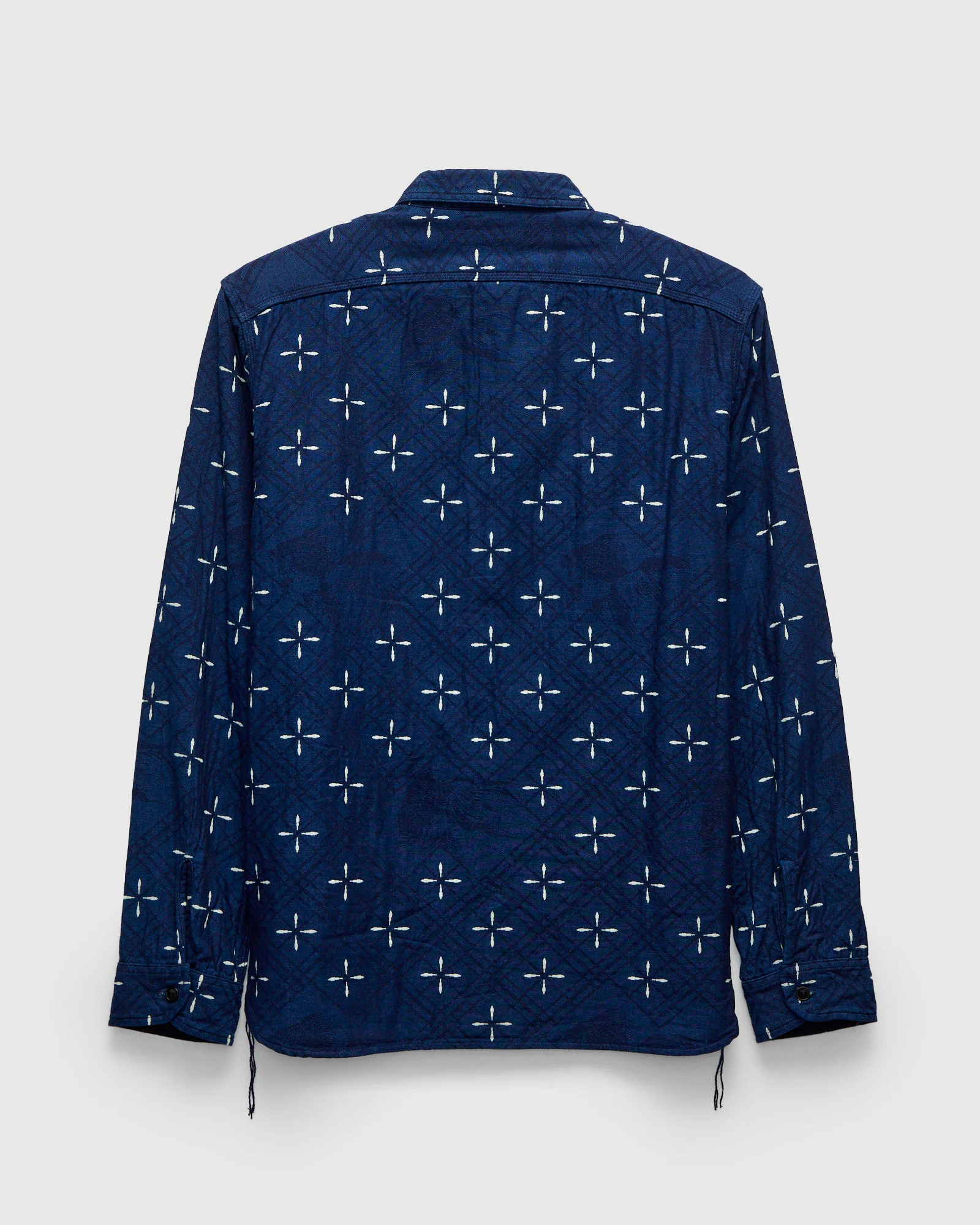 Narihirabishi Goldfish Pattern Jacquard Work Shirt in Indigo - Image 2