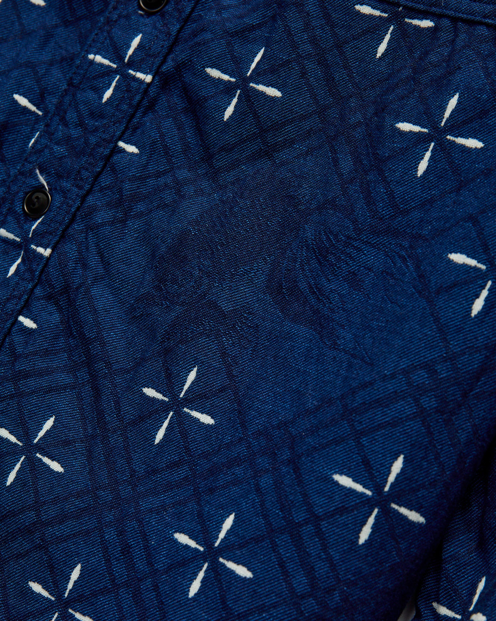 Narihirabishi Goldfish Pattern Jacquard Work Shirt in Indigo - Image 5