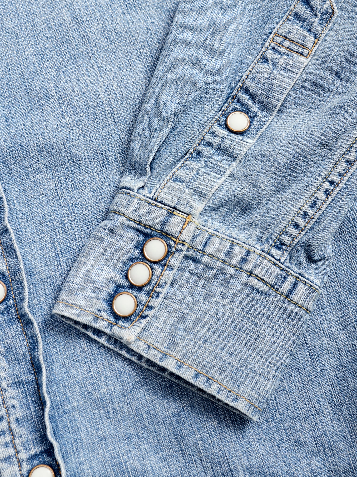 Natural Finish Denim Western Shirt in Distressed Indigo - Image 6