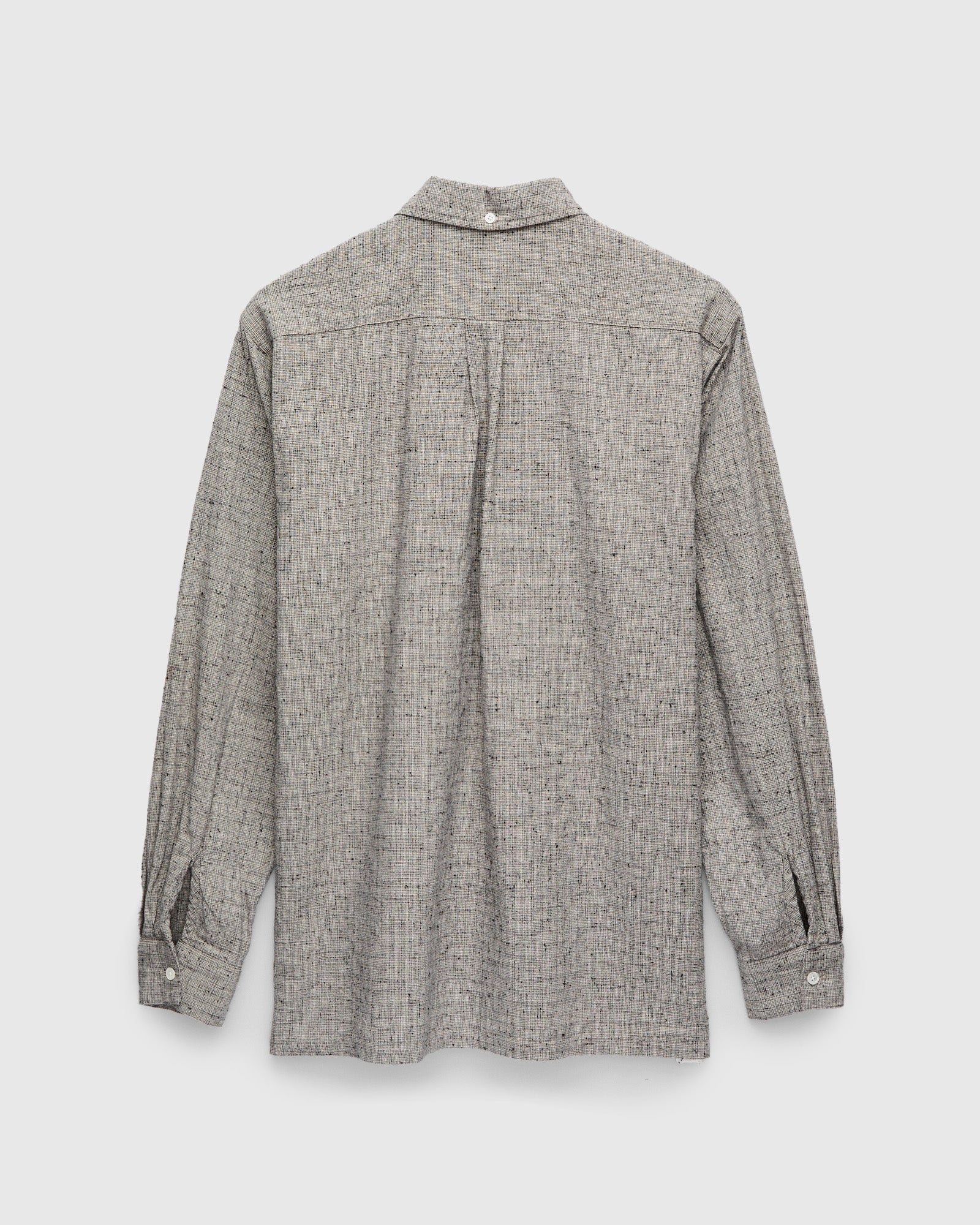 Nep Check Linen Button-Down Shirt in Beige - Image 2