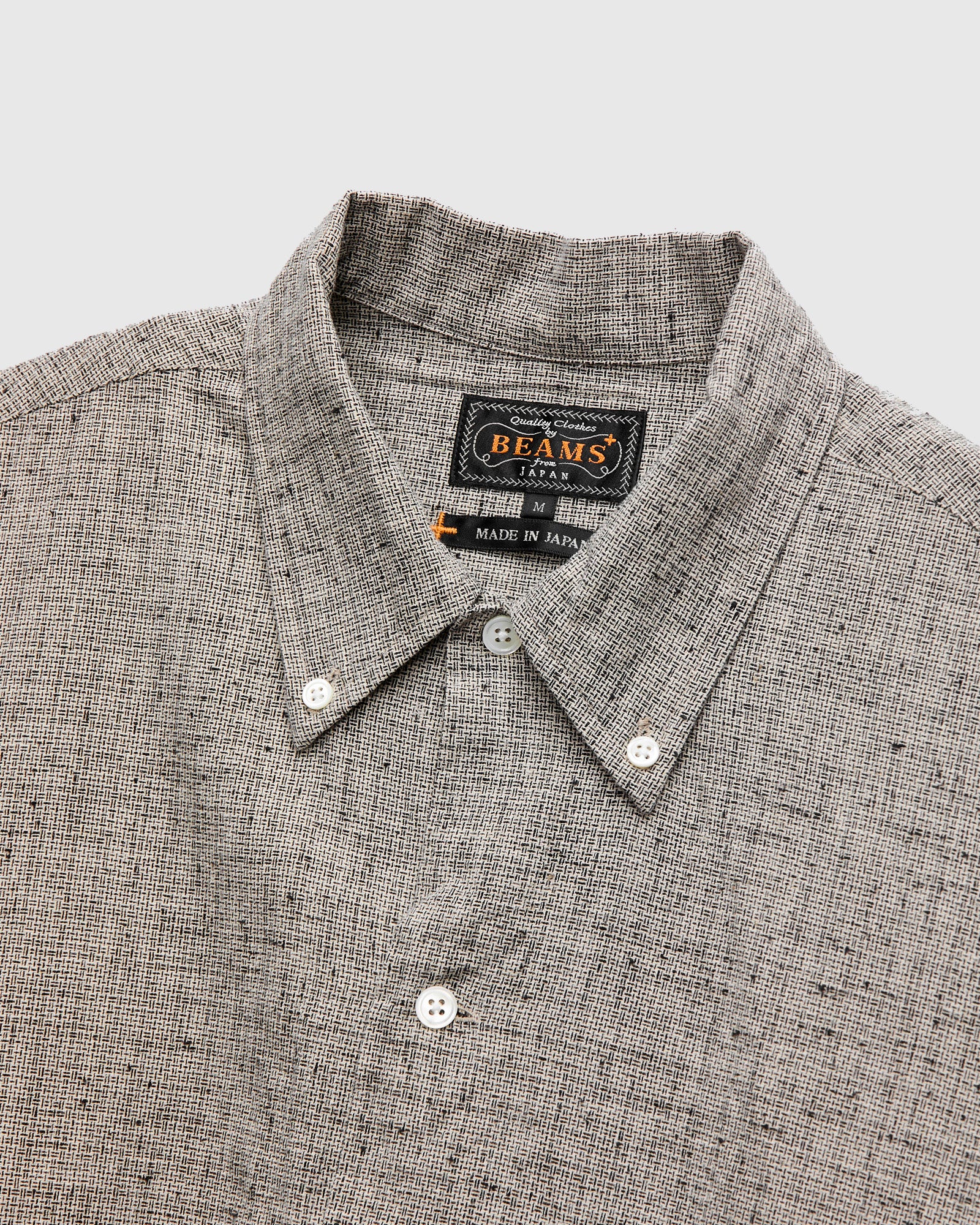 Nep Check Linen Button-Down Shirt in Beige - Image 3