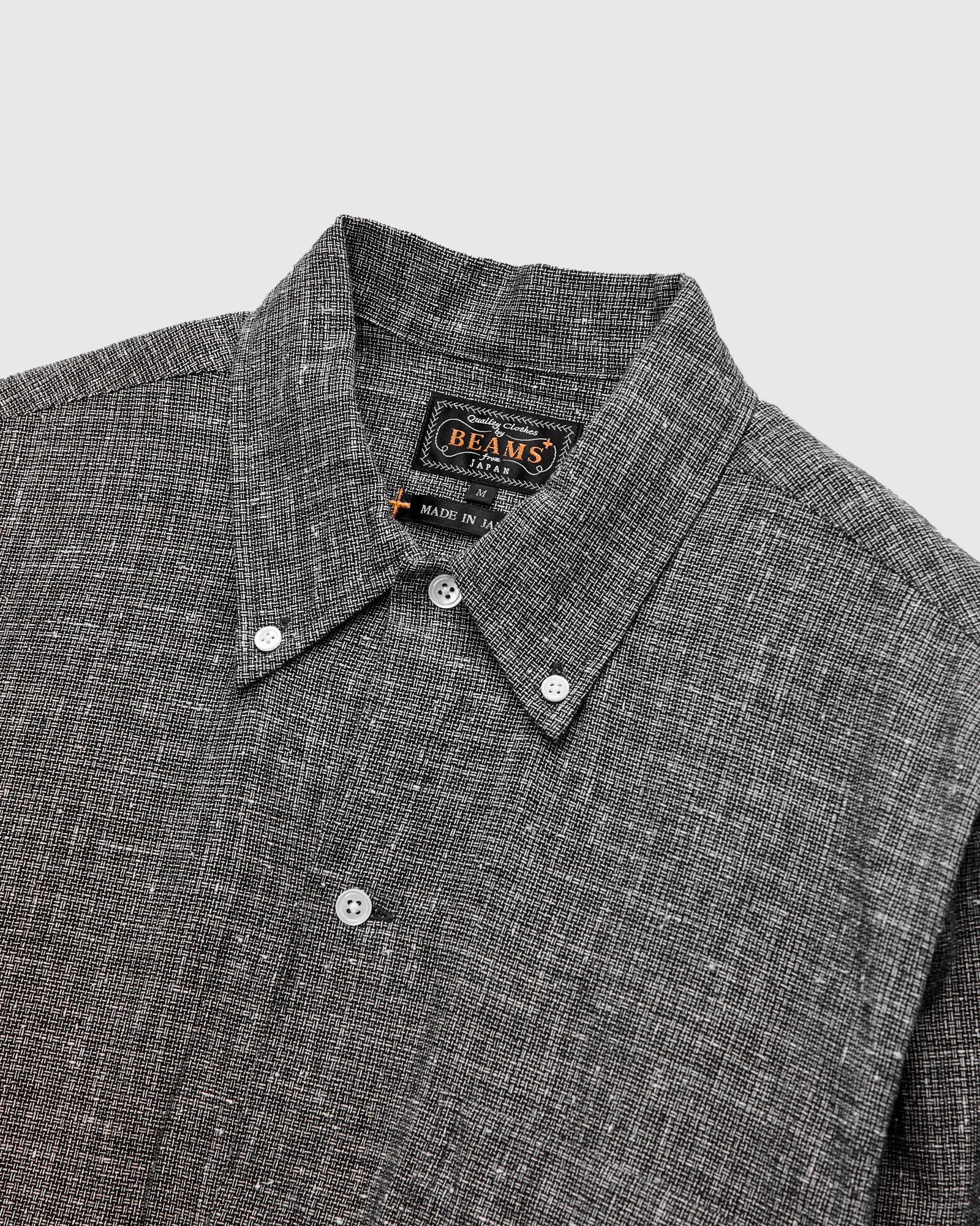 Nep Check Linen Button-Down Shirt in Charcoal - Image 3