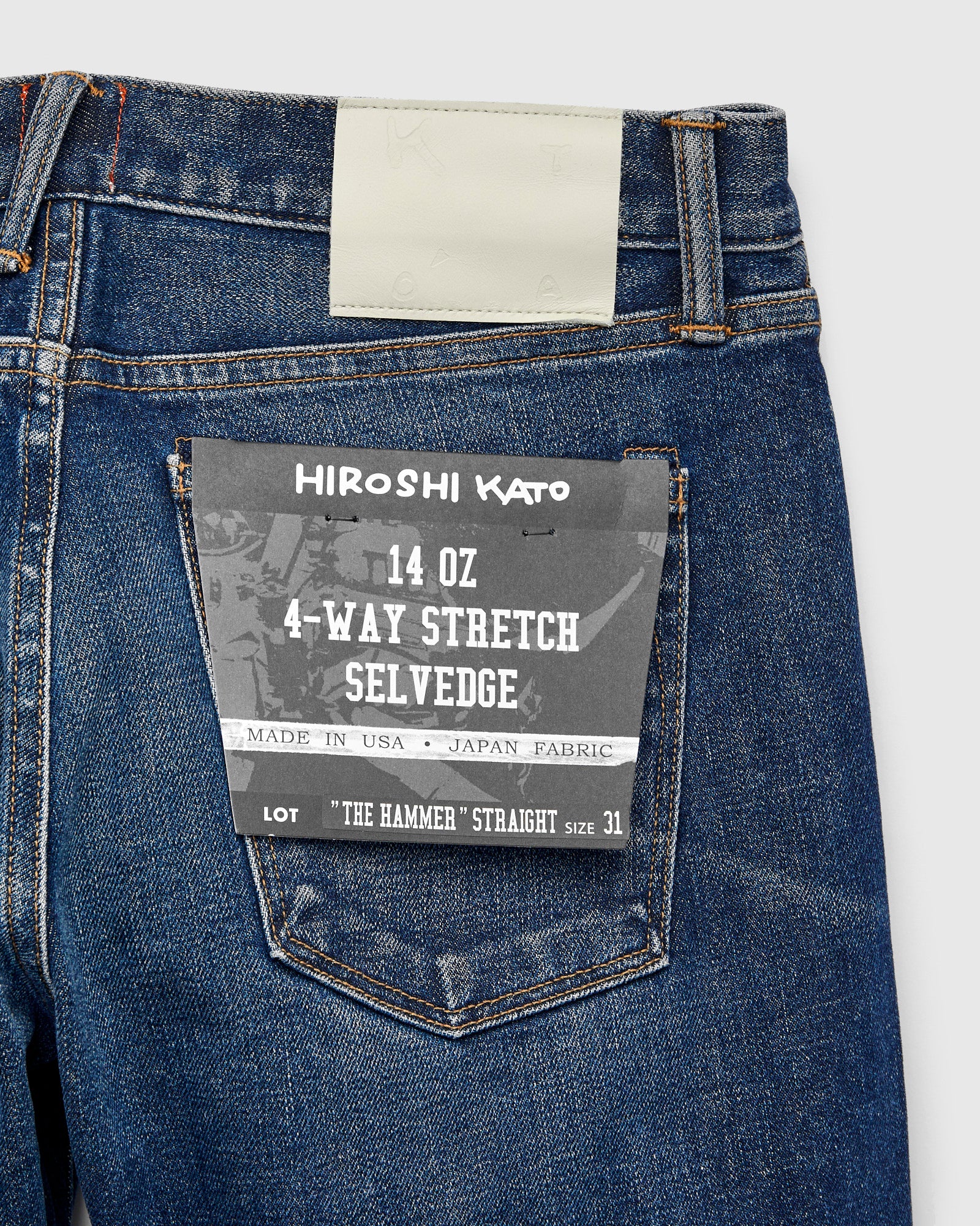 "Nikki" 14oz Washed Indigo Stretch Selvedge Denim - Hammer Straight - Image 3