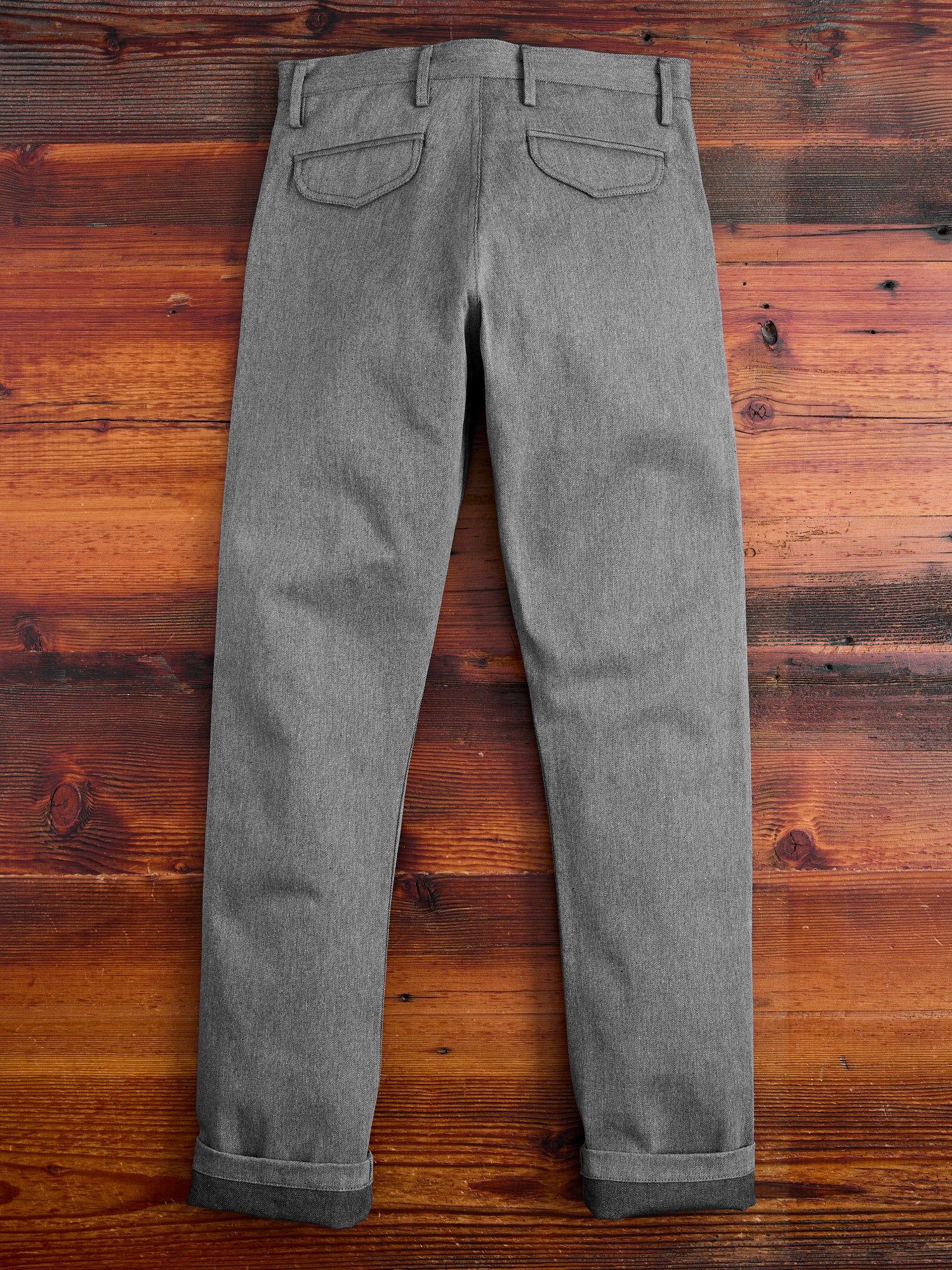 "Officer High Trouser" in 12oz Grey Selvedge Denim - Image 3