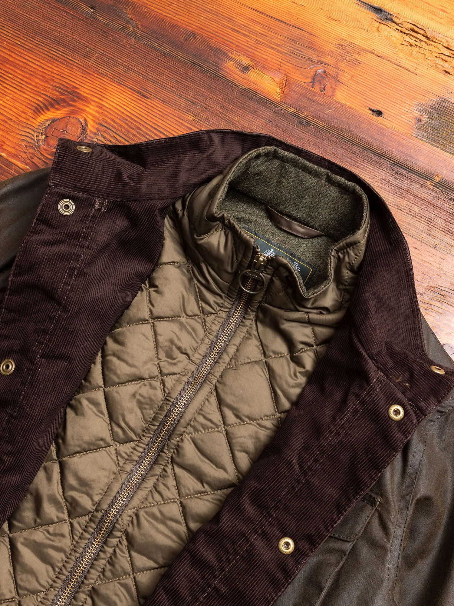 "Ogston" Wax Jacket in Olive - Image 11