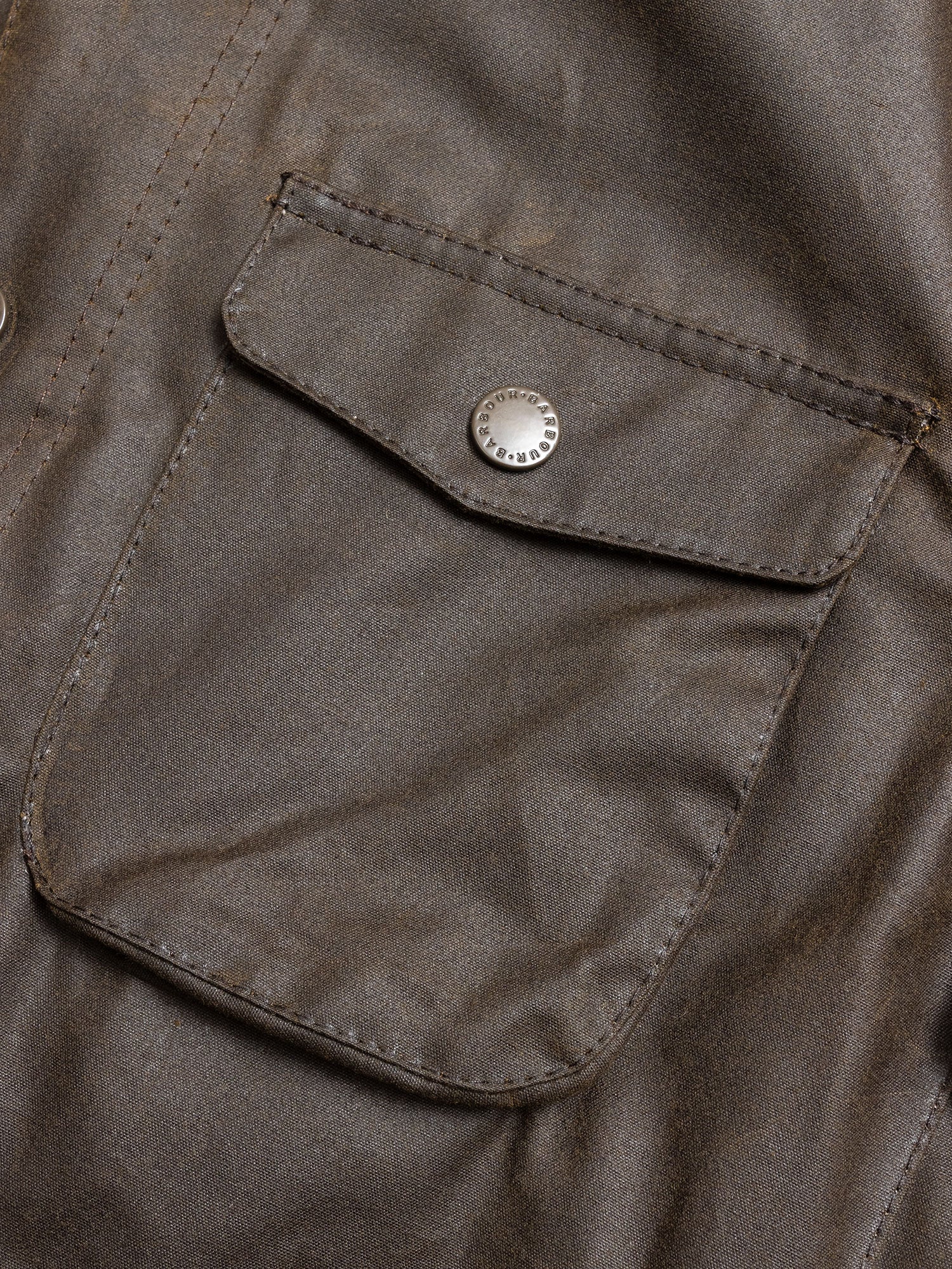 "Ogston" Wax Jacket in Olive - Image 3