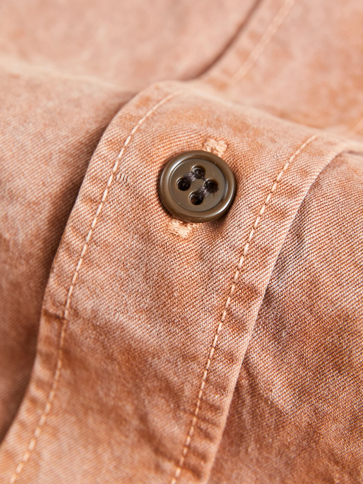 Old Japanese Twill Work Shirt in Pigment-Dyed Brick - Image 5