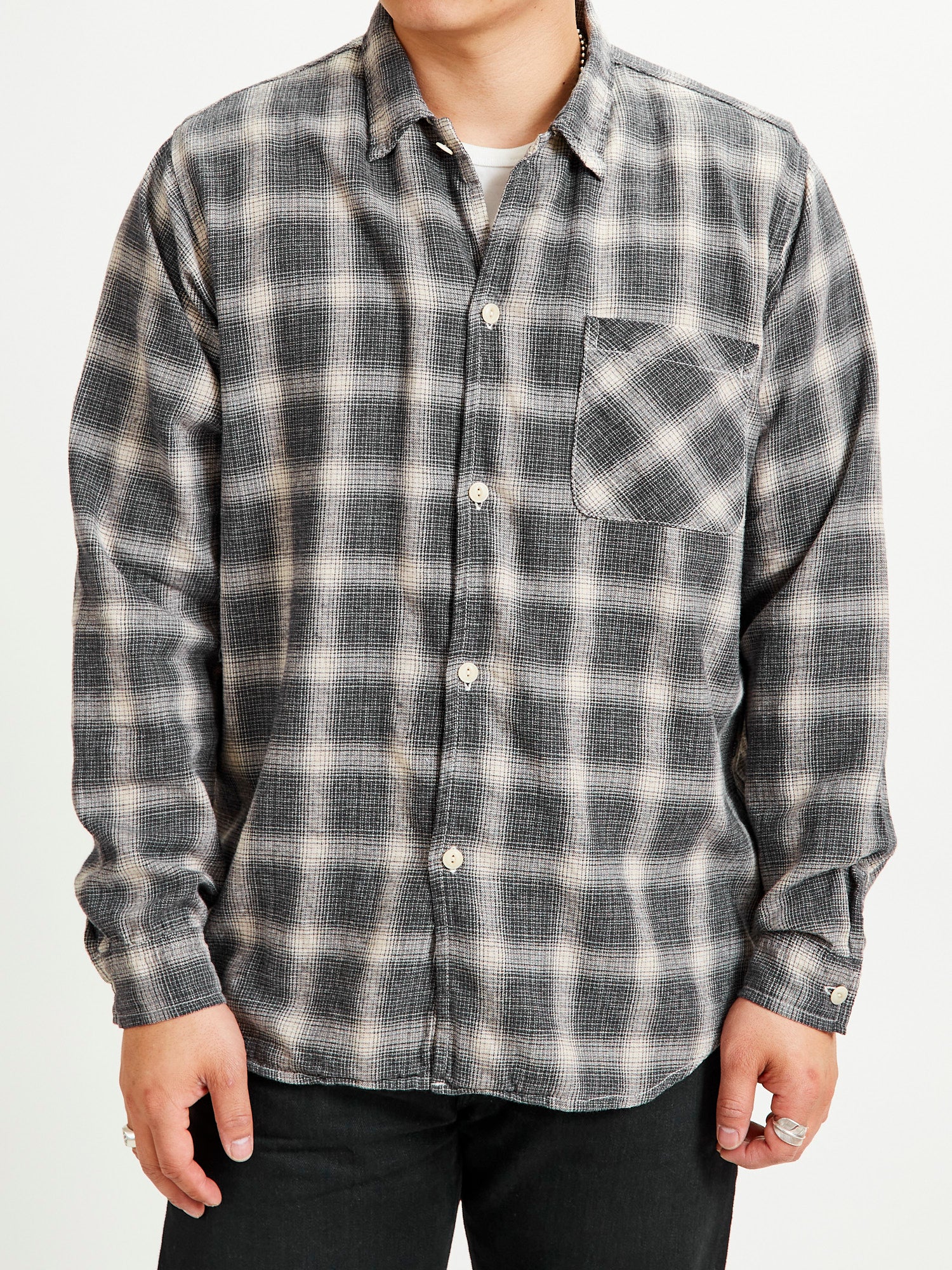 Ombre Nel Checked Flannel Shirt in Black - Image 2