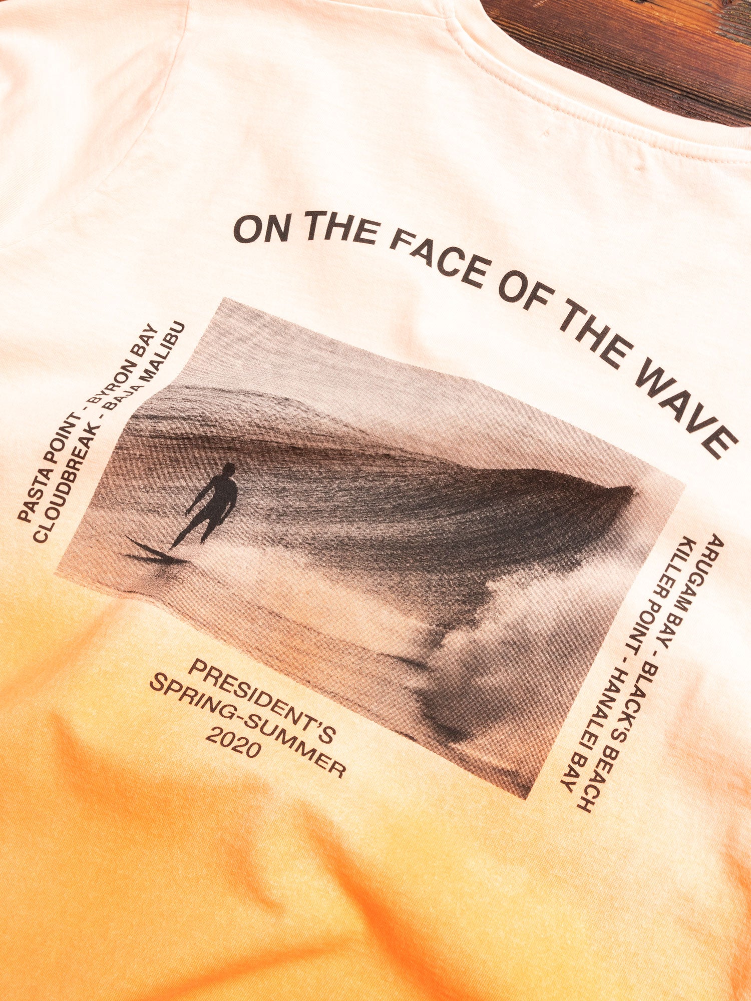 "On the Face of the Wave" Long Sleeve T-Shirt in Shaded Orange - Image 7