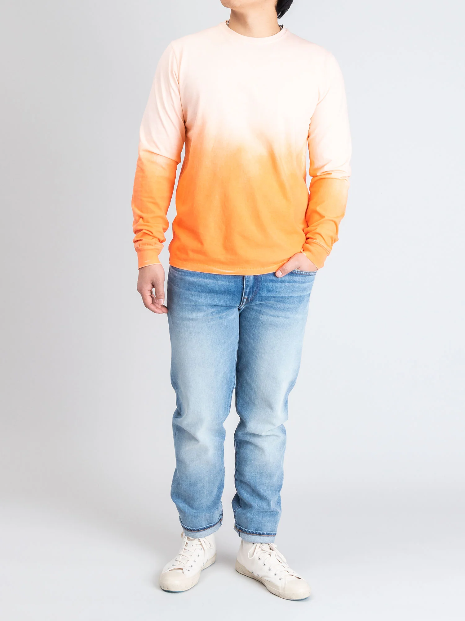 "On the Face of the Wave" Long Sleeve T-Shirt in Shaded Orange - Image 8