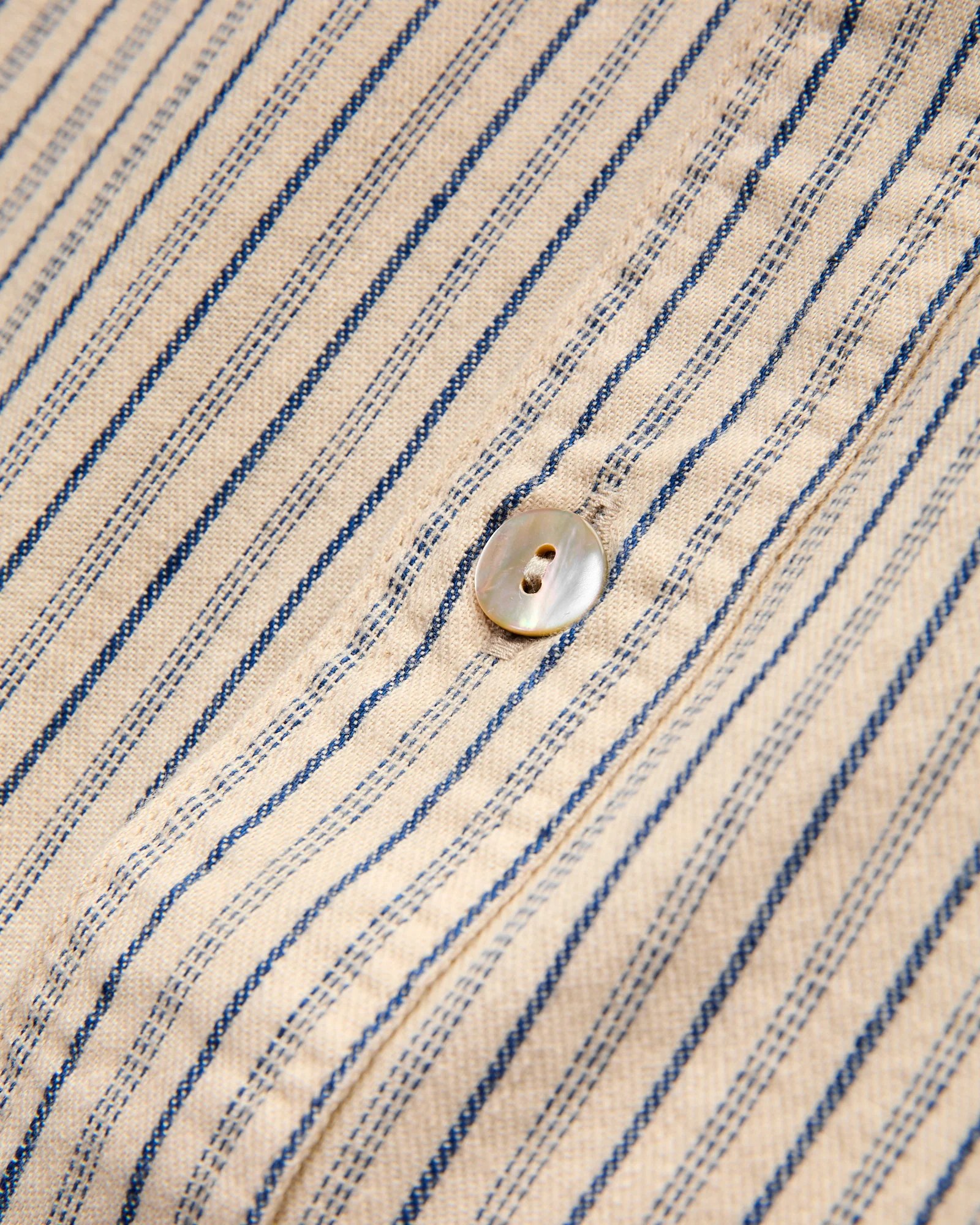 OR-5007E Striped Shawl Collar Shirt in Natural/Indigo Stripe - Image 4