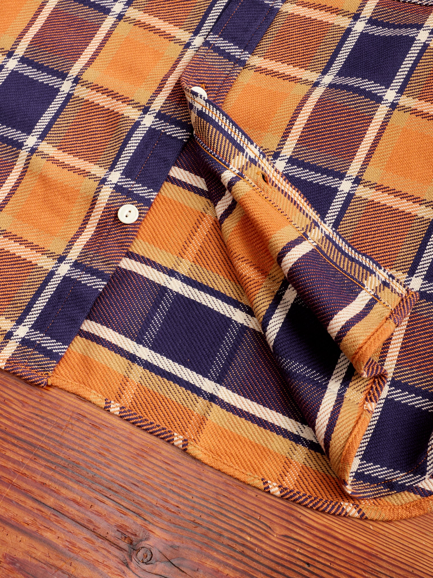 Original Check Cotton Flannel Shirt "Nick" in Dull Orange - Image 7