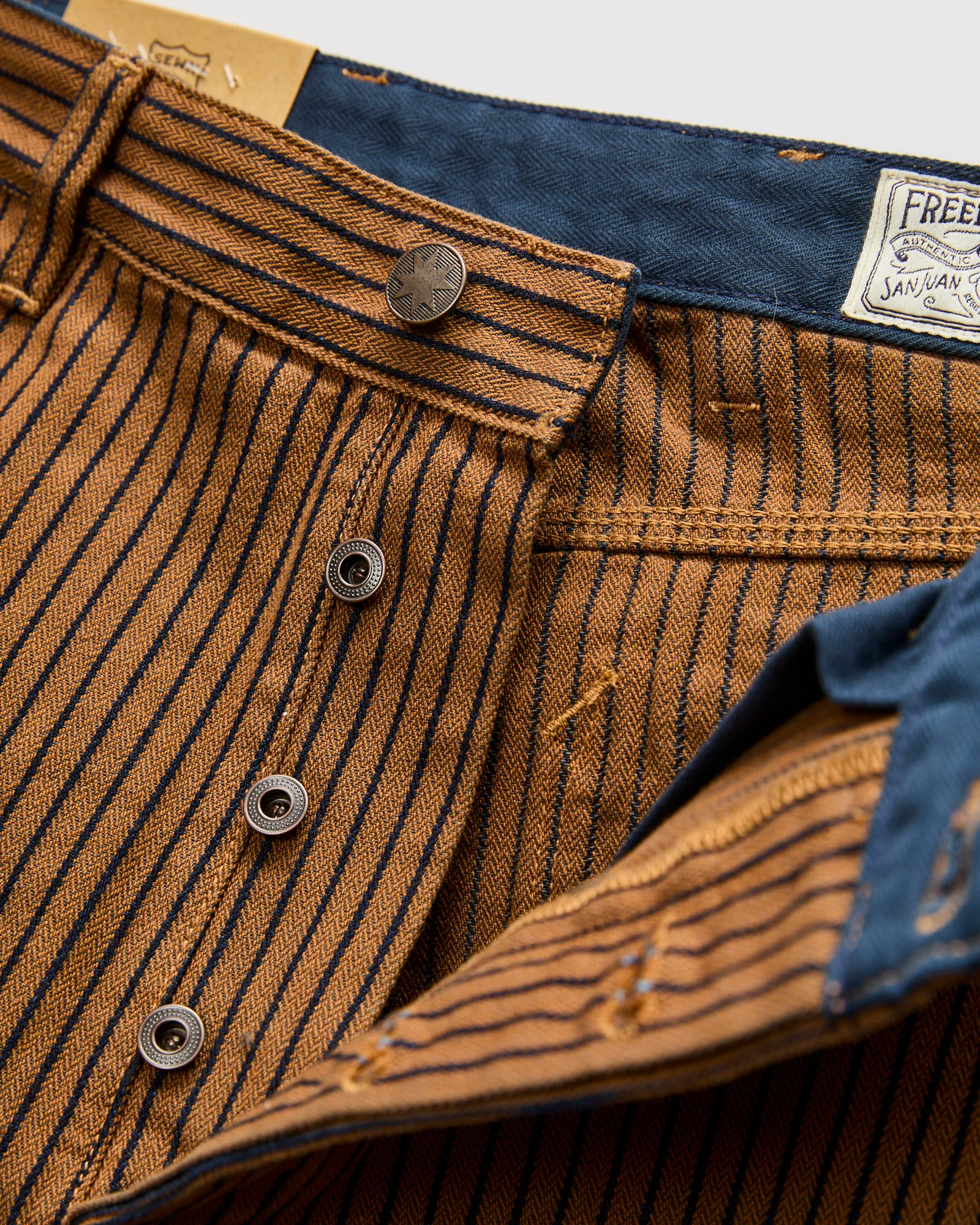 Ortega Pant in Brown Herringbone Dobby - Image 6
