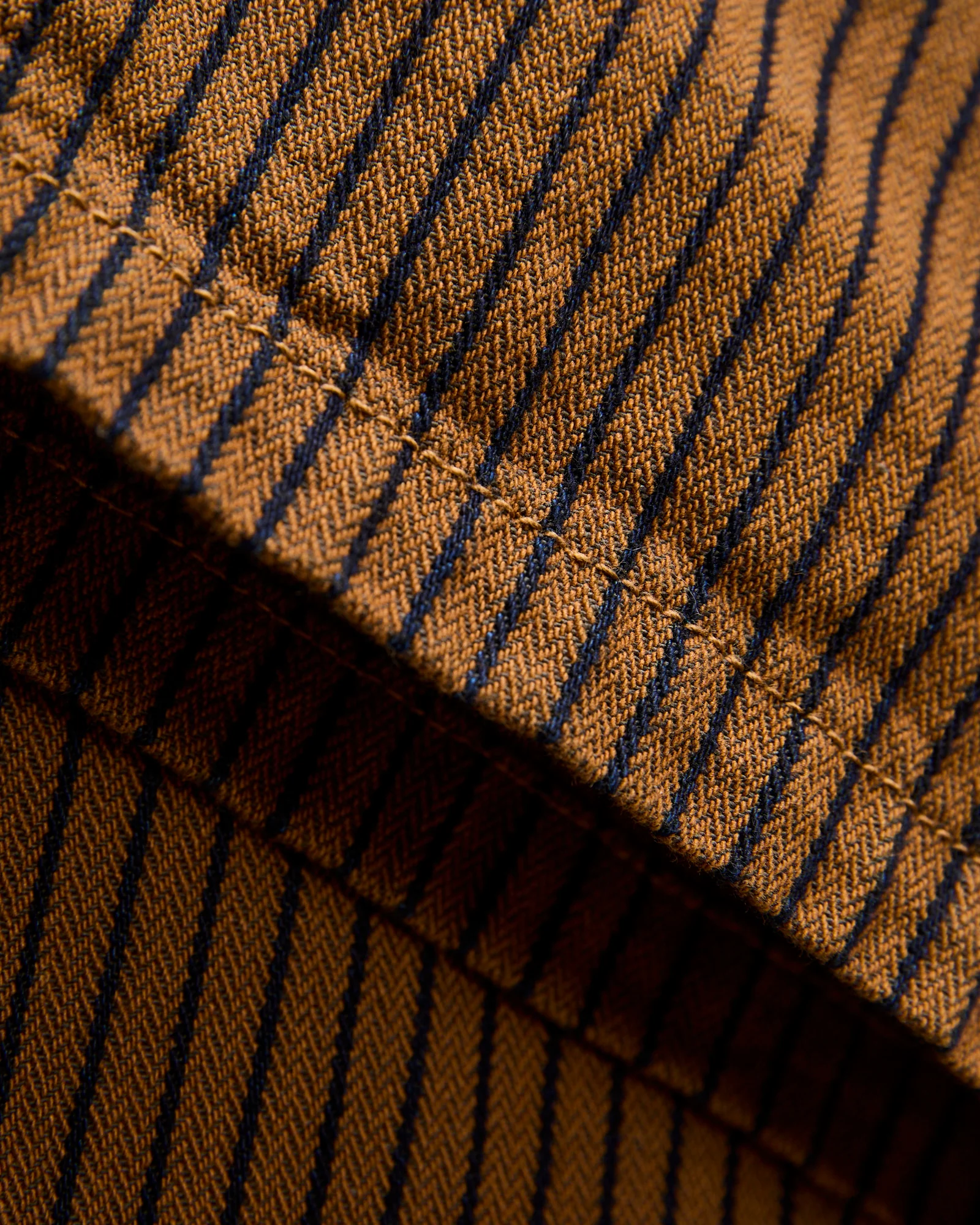 Ortega Pant in Brown Herringbone Dobby - Image 7