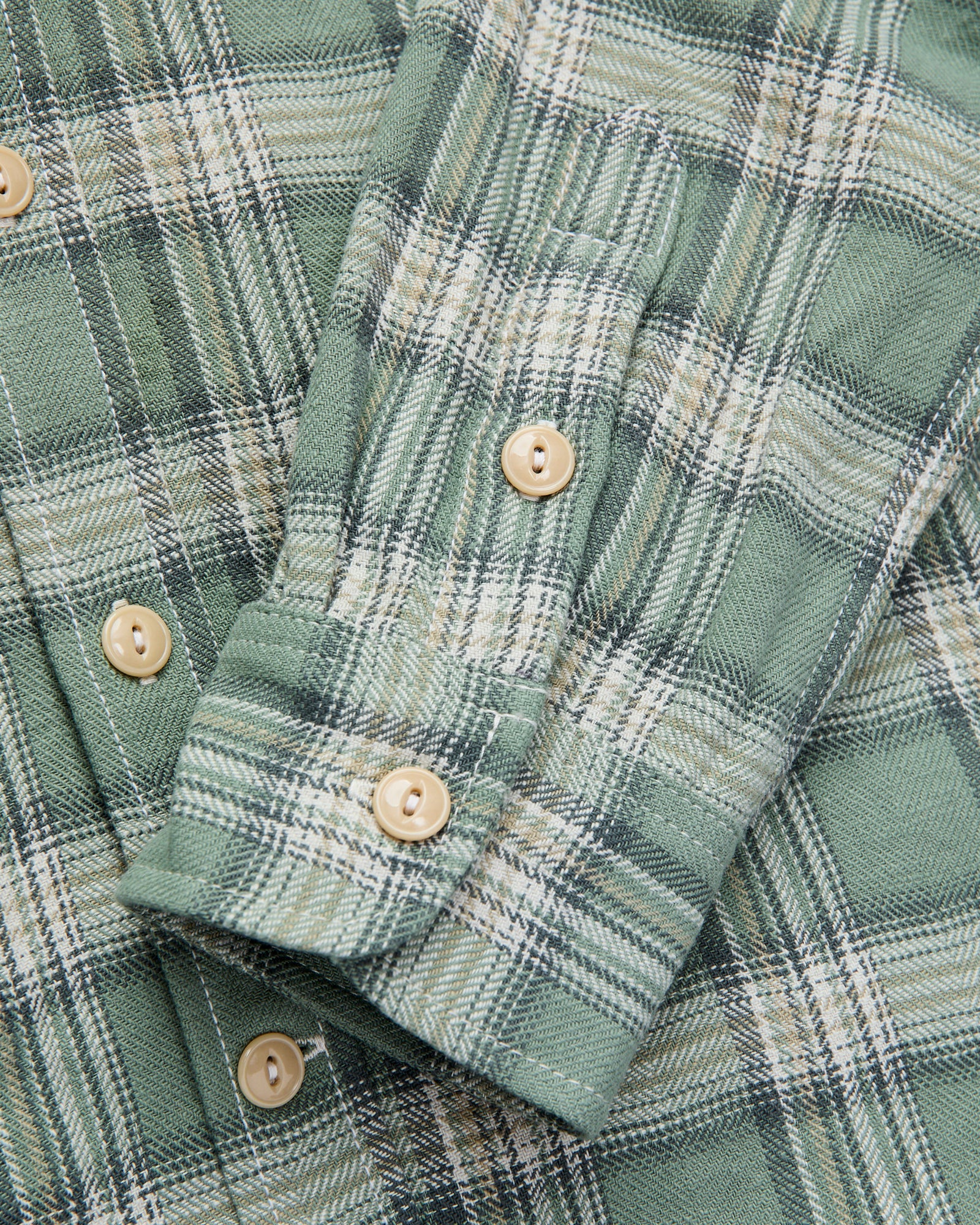 "Oxford Shirt" in Sage Herringbone Plaid - Image 6