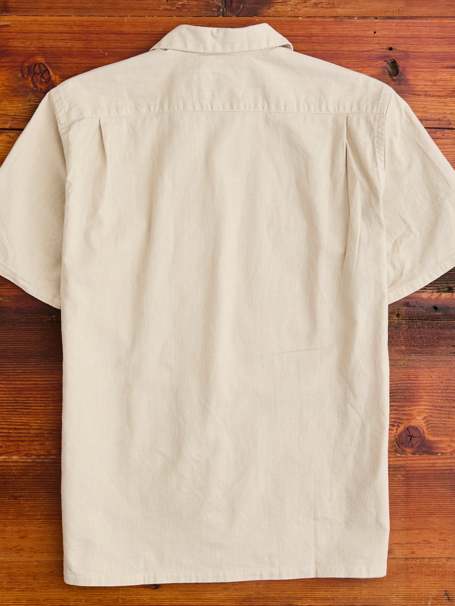 Panama Cloth Open Collar Shirt in Sand - Image 9