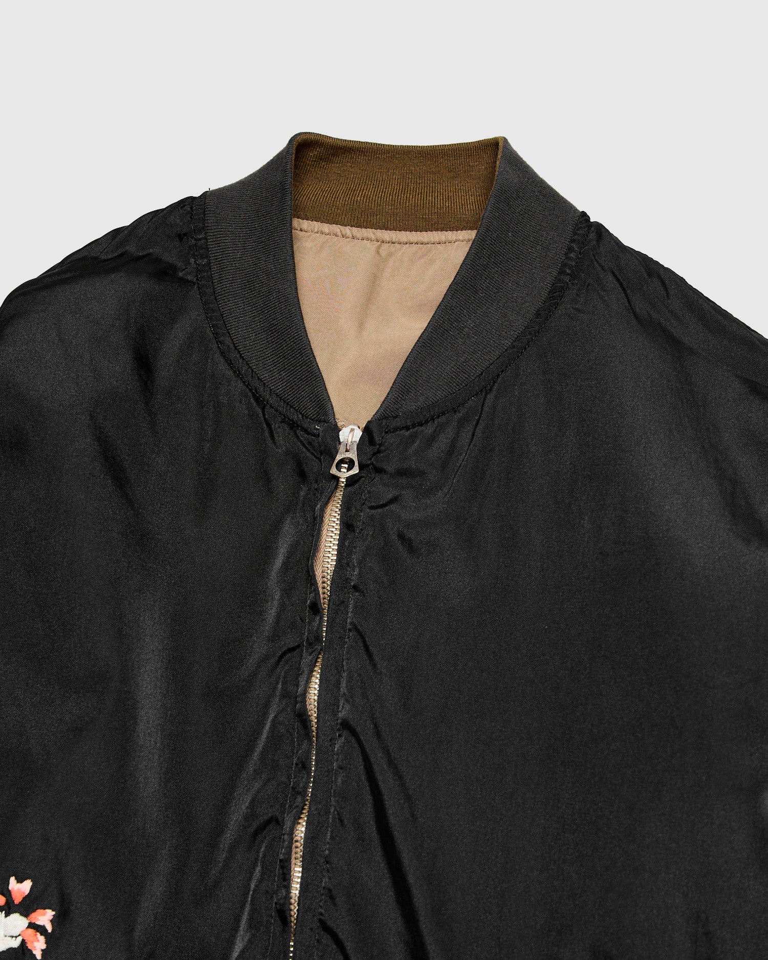 "Panther" Reversible Nylon Twill MA-1 Bomber Jacket in Brown - Image 11