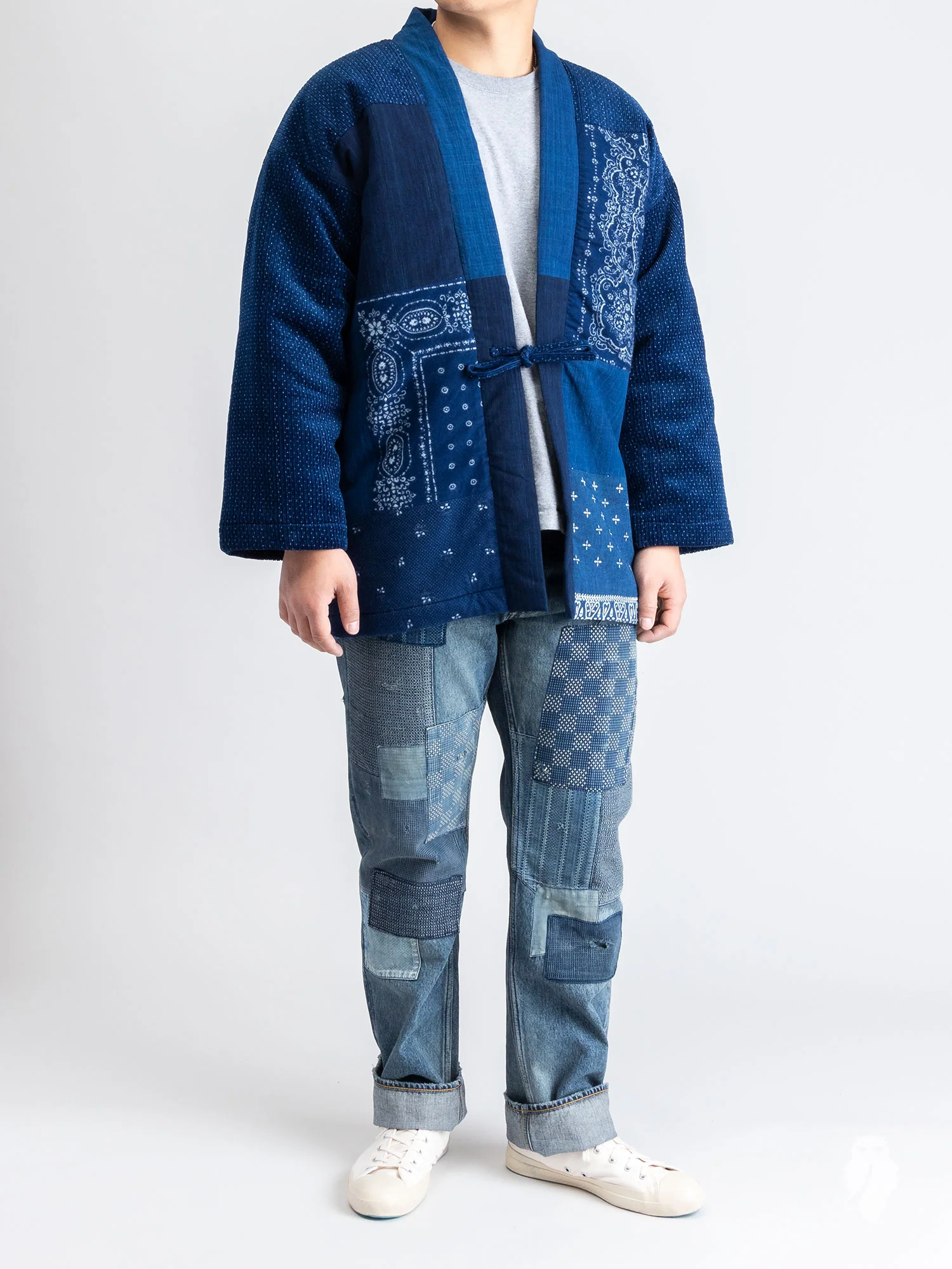 Patchwork Hanten Haori Jacket in Indigo - Image 8