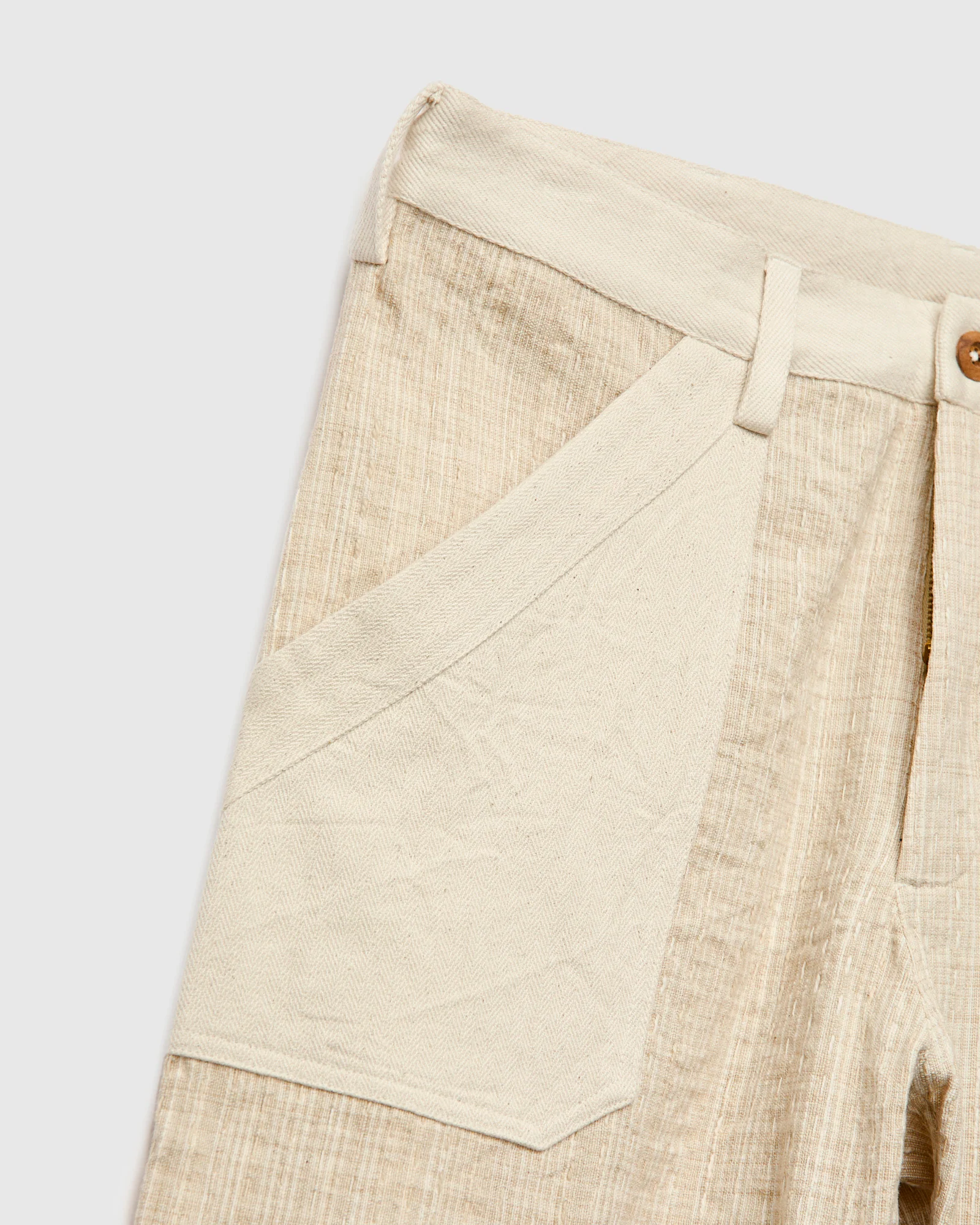 Patchwork Stitch Isaac Pants in Natural Oat Spacedye - Image 5