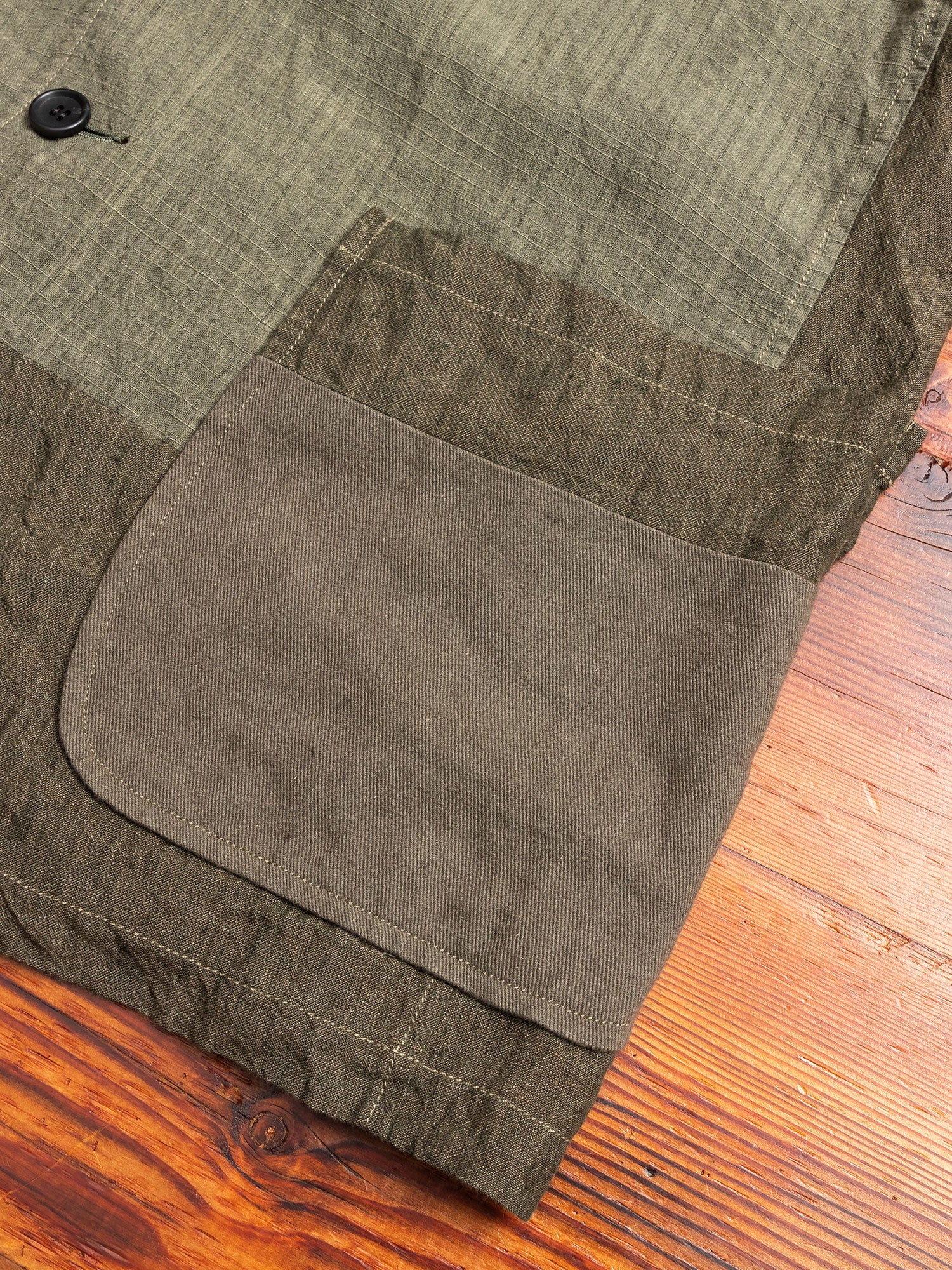 Patchwork Tailored Jacket in Khaki - Image 7