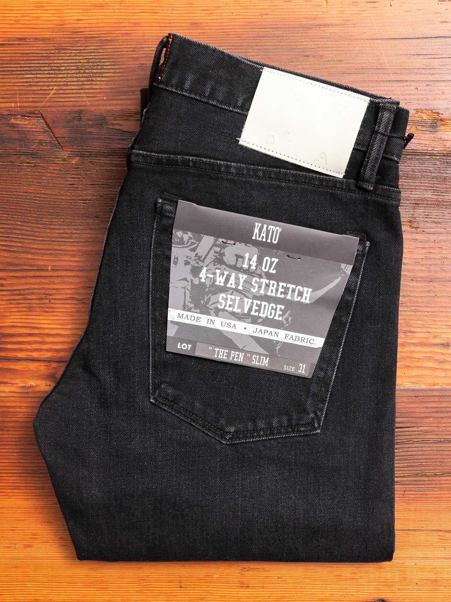 "Paul" 14oz Washed Black Stretch Selvedge Denim - Pen Slim - Image 2