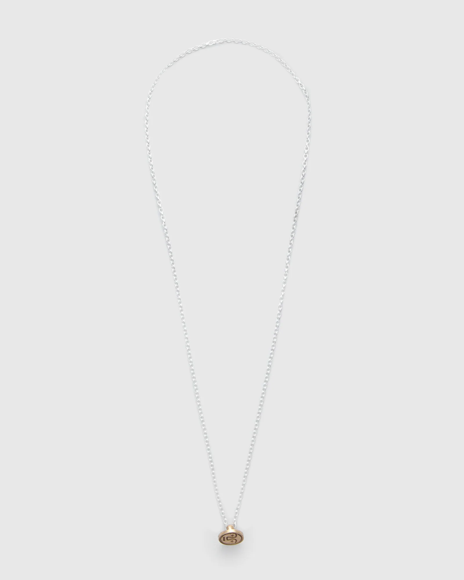 Penna Button Necklace in Brass and Silver - Image 2