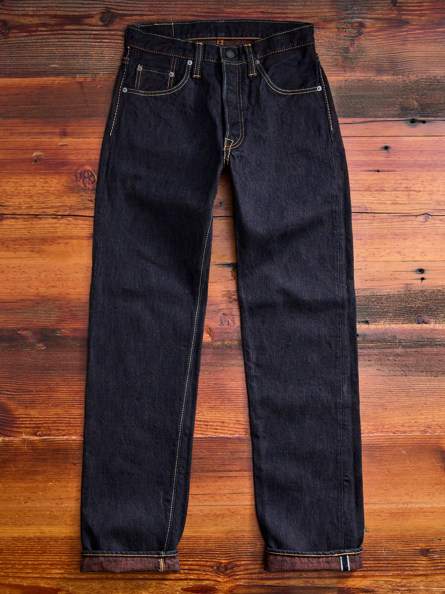 PER-EX-003-ID "Persimmon Extra Slub" 15oz Rinsed Selvedge Denim - Regular Straight Fit - Image 5