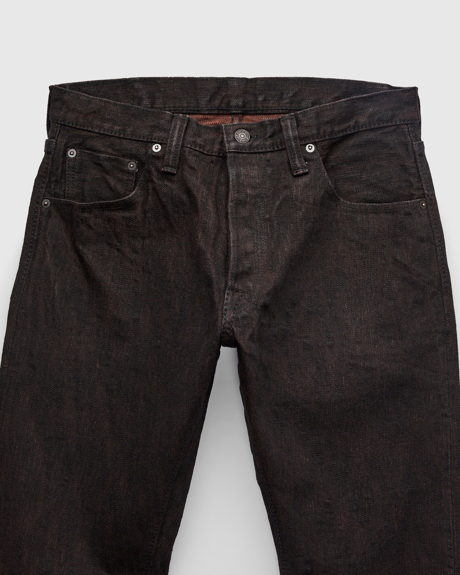 PER-EX-019-BK "Black x Persimmon Extra Slub" 15oz Rinsed Selvedge Denim - Relaxed Tapered Fit - Image 6
