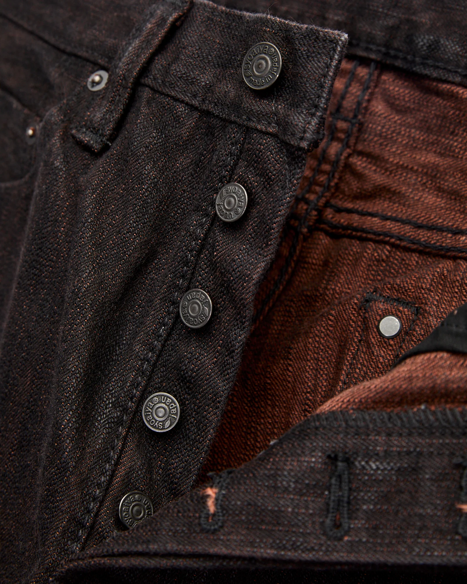 PER-EX-019-BK "Black x Persimmon Extra Slub" 15oz Rinsed Selvedge Denim - Relaxed Tapered Fit - Image 8