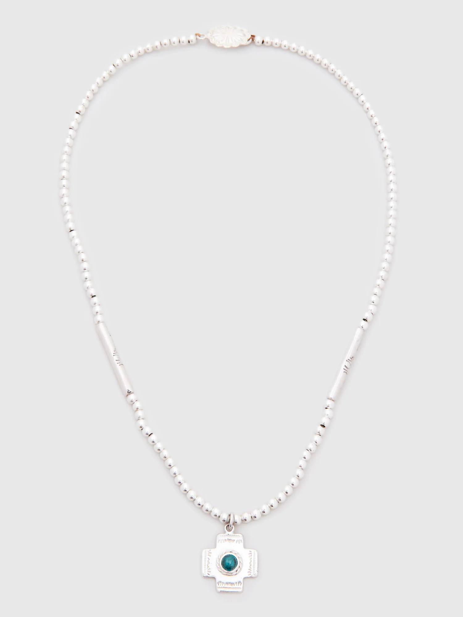 Pherrow's x Peace Turquoise Cross Necklace in Silver - Image 2