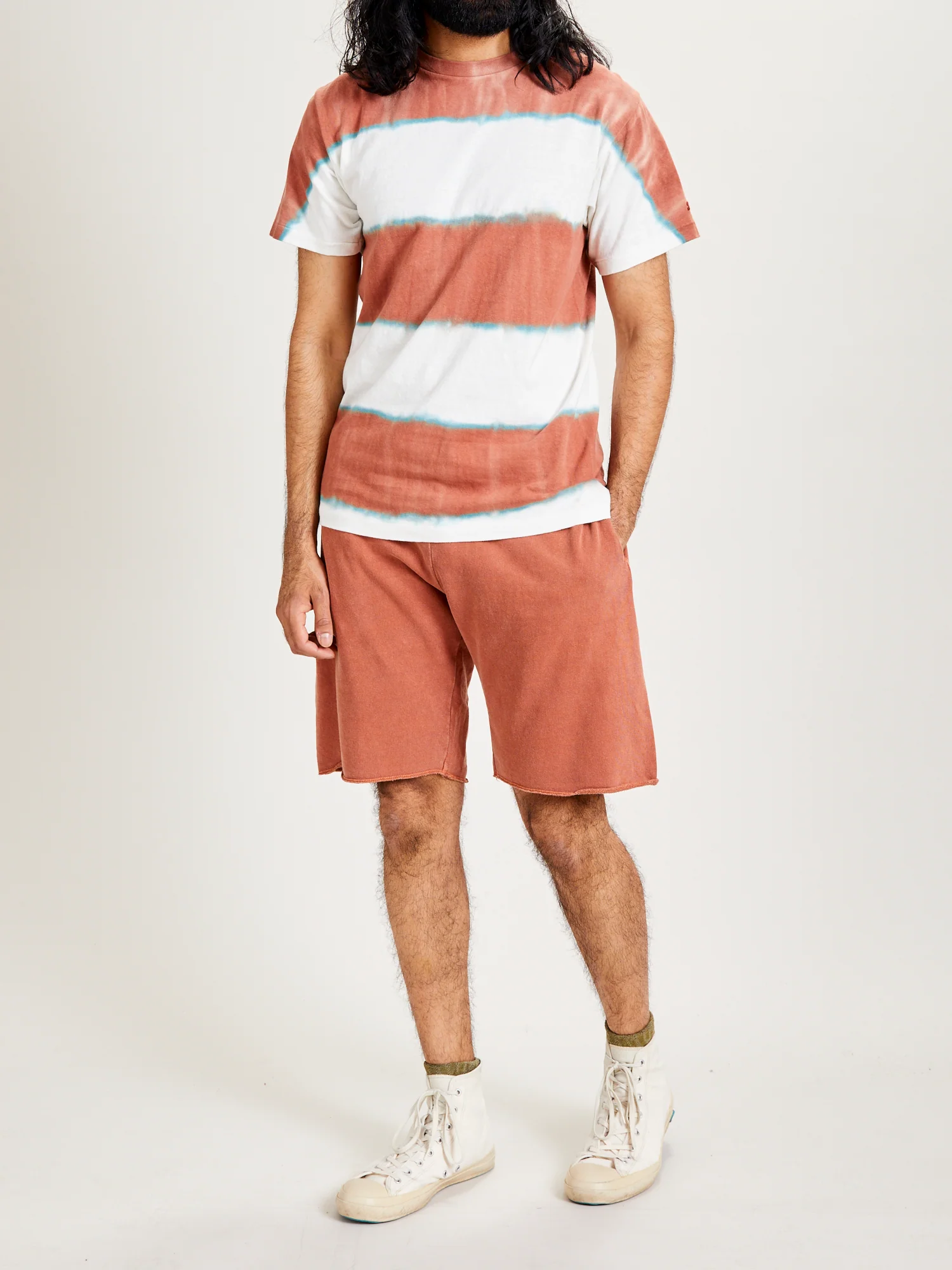 Pigment Dyed Cutoff Sweatshort in Brick Red - Image 8