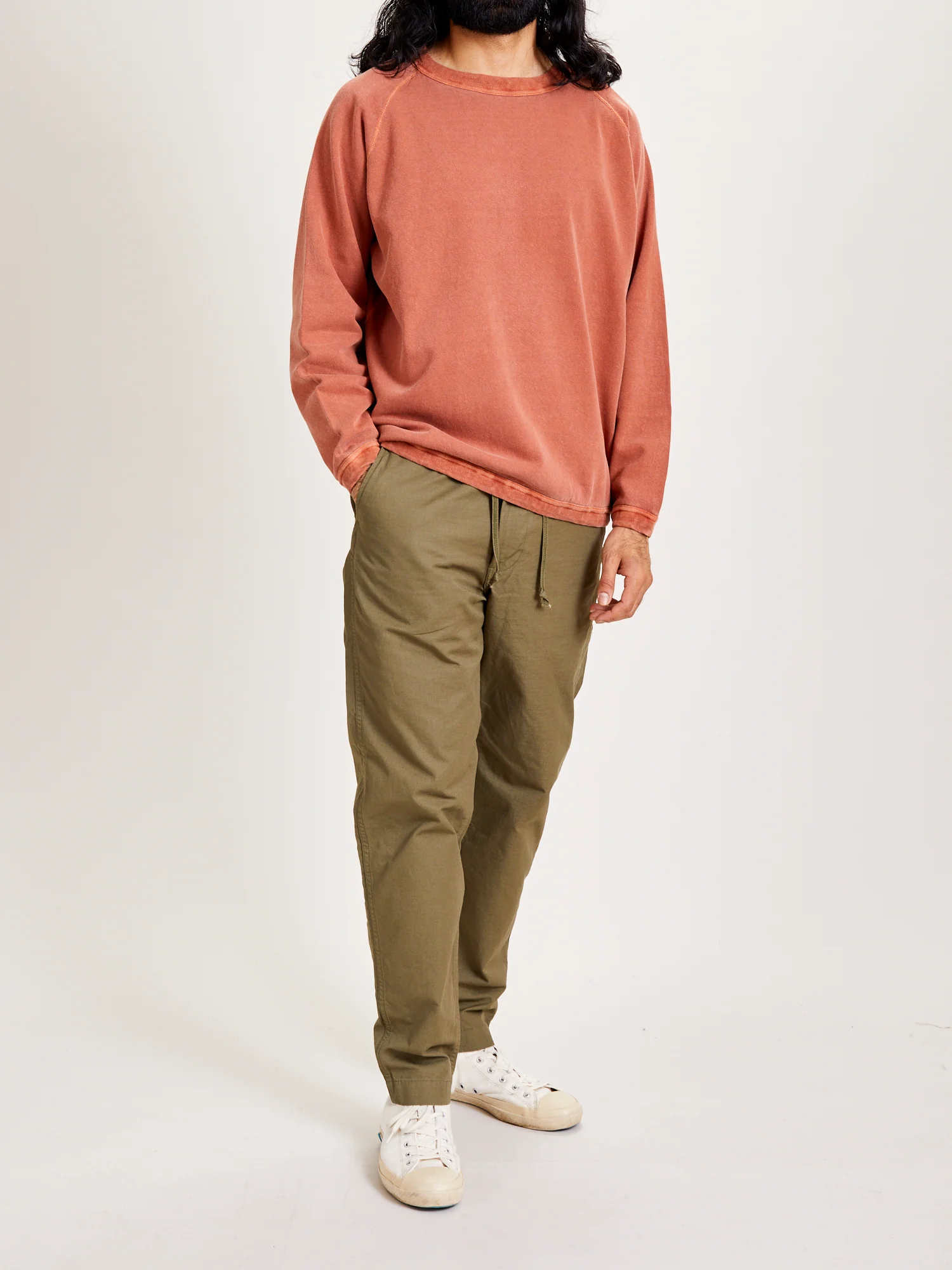 Pigment Dyed French Terry Sweatshirt in Brick Red - Image 7