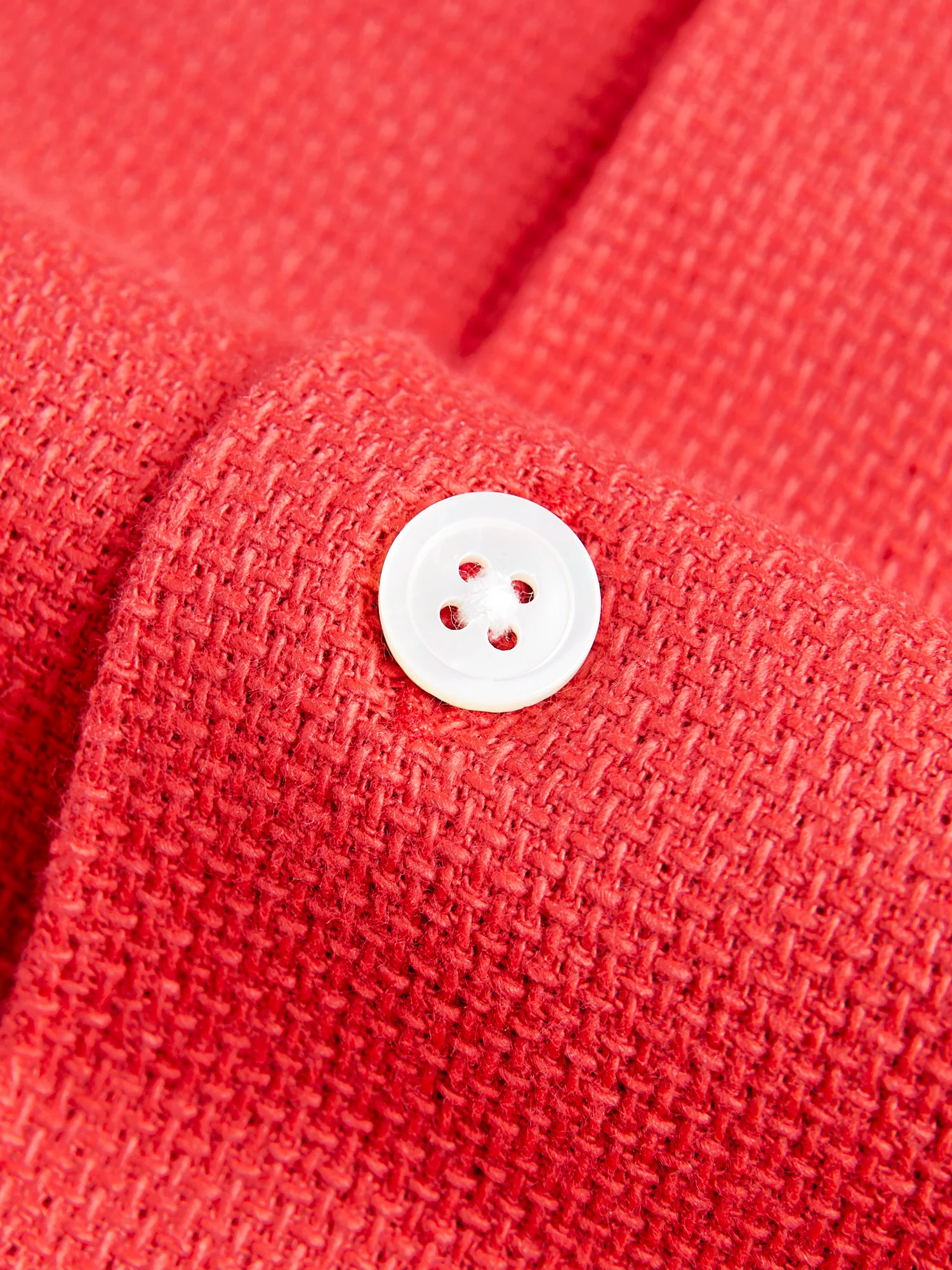 Pique Button-Up Shirt in Clay - Image 8