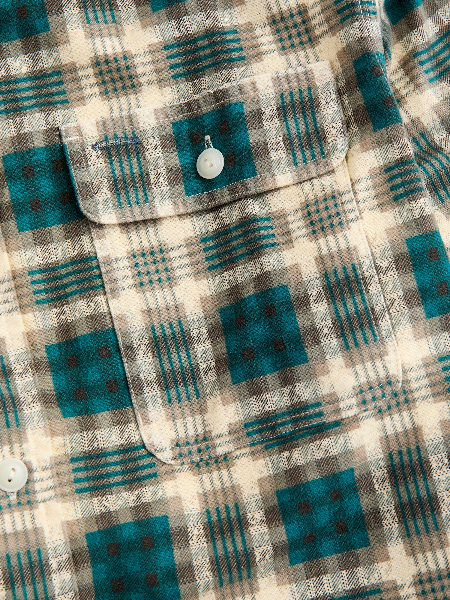 Plaid Print Chamois Workshirt in Green Multi - Image 5