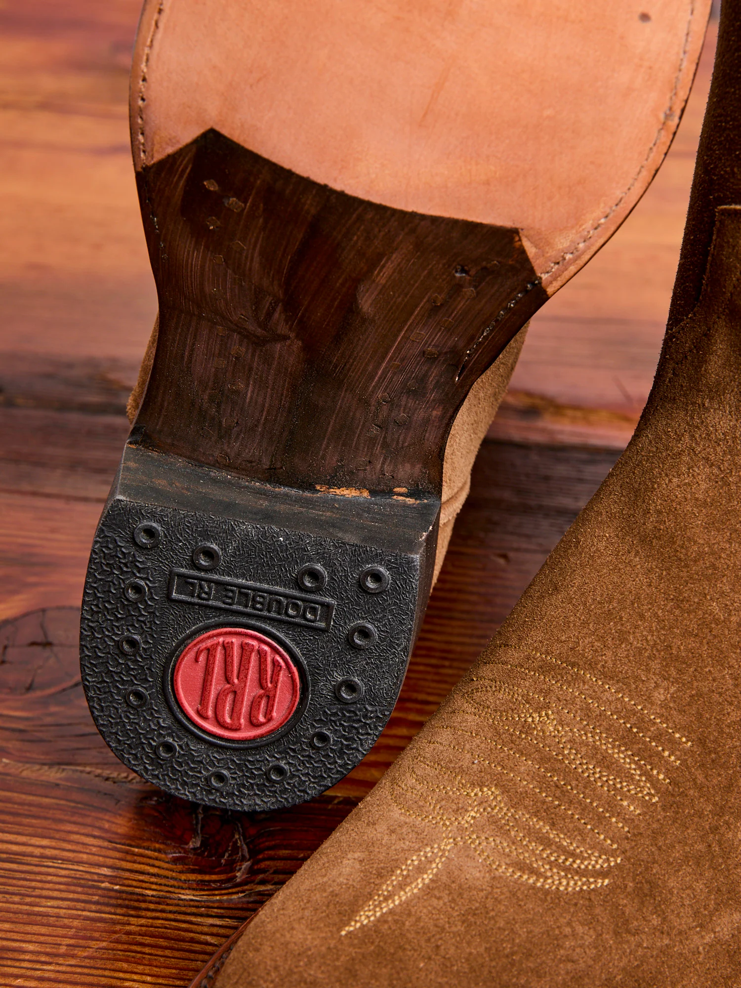 Plainview Suede Cowboy Boot in Brown Roughout - Image 10