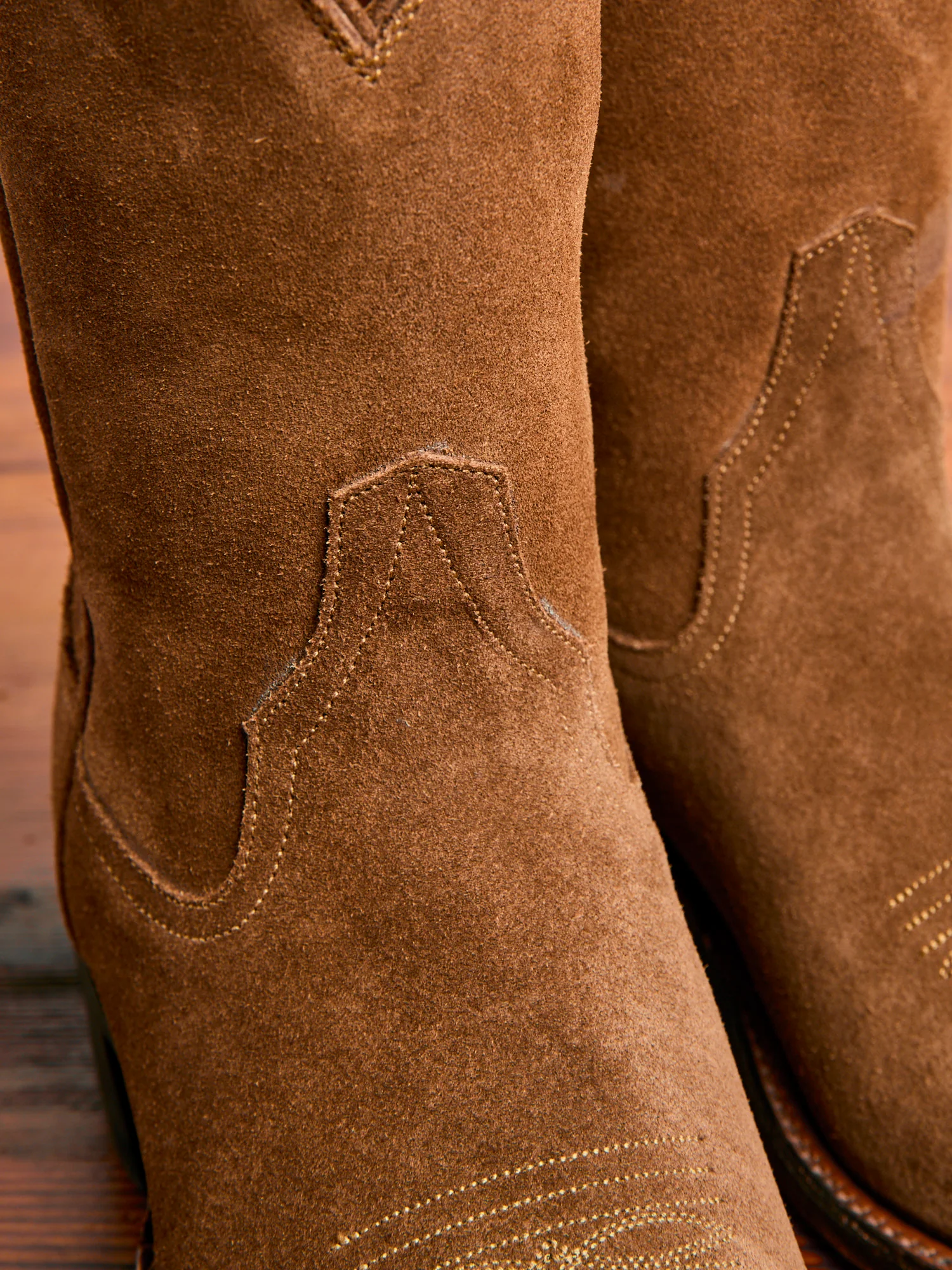 Plainview Suede Cowboy Boot in Brown Roughout - Image 6