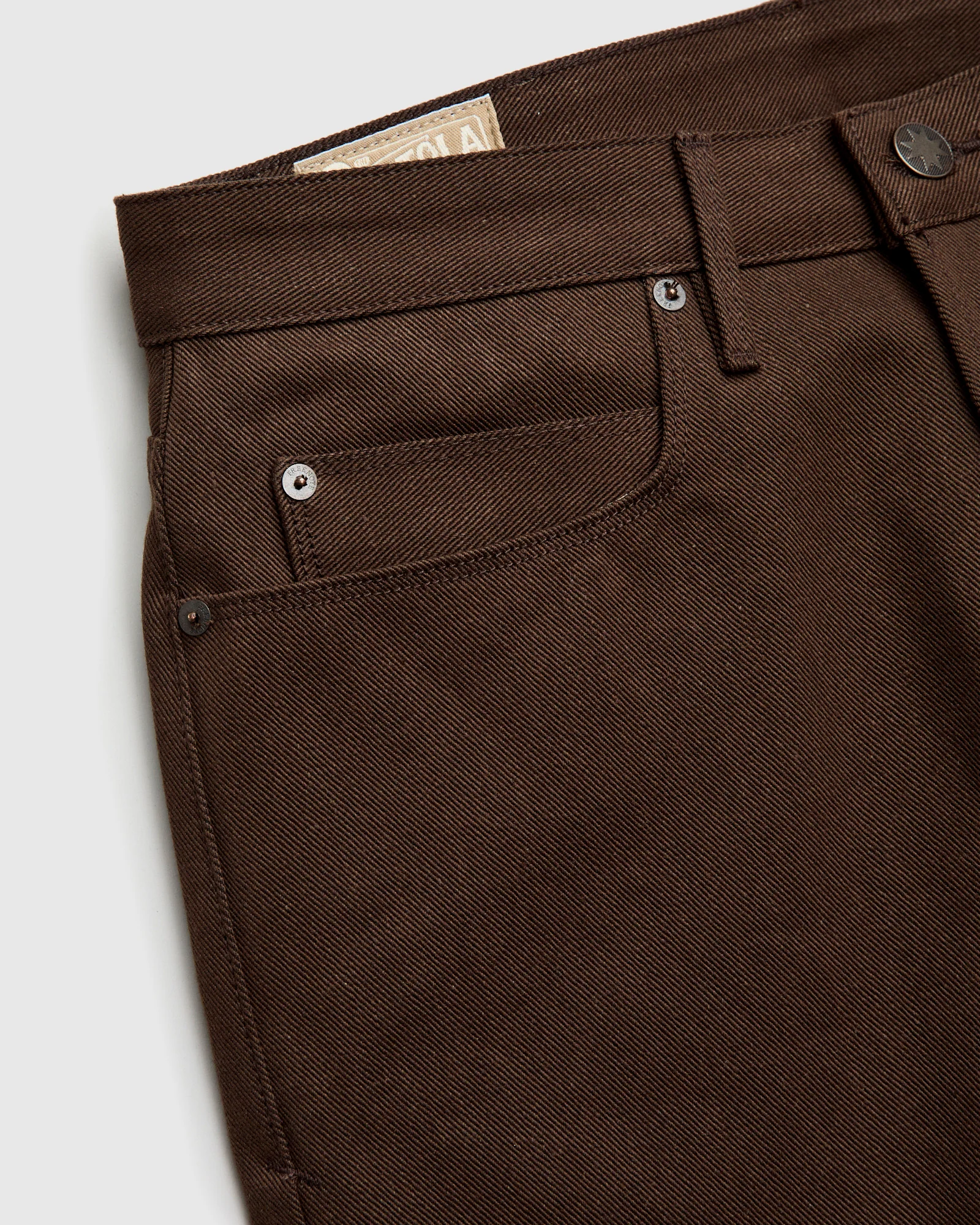 "Portola" 15oz Dark Brown Selvedge Denim - Tapered Fit - Image 8