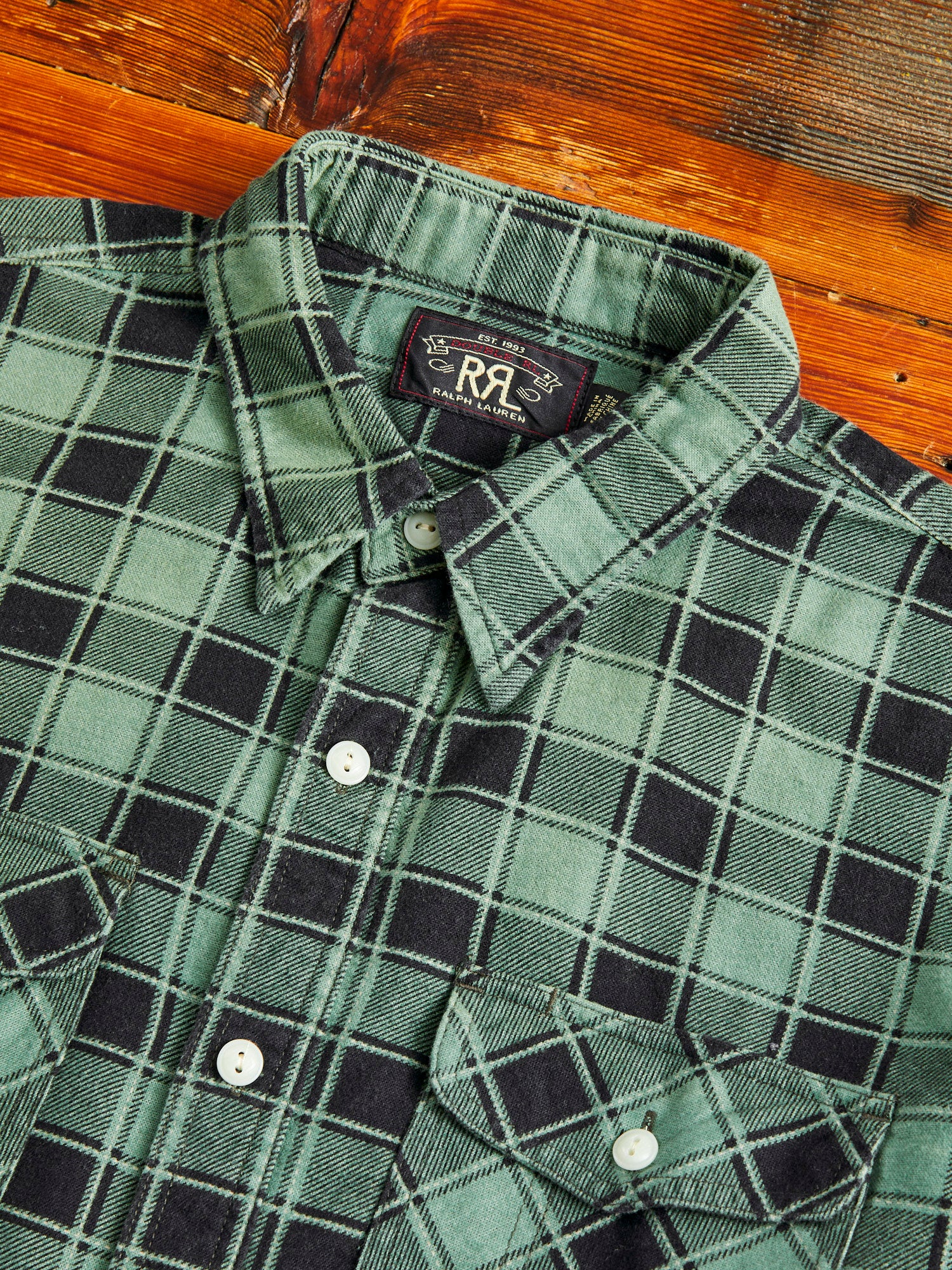 Preston Chamois Workshirt in Green Black - Image 3
