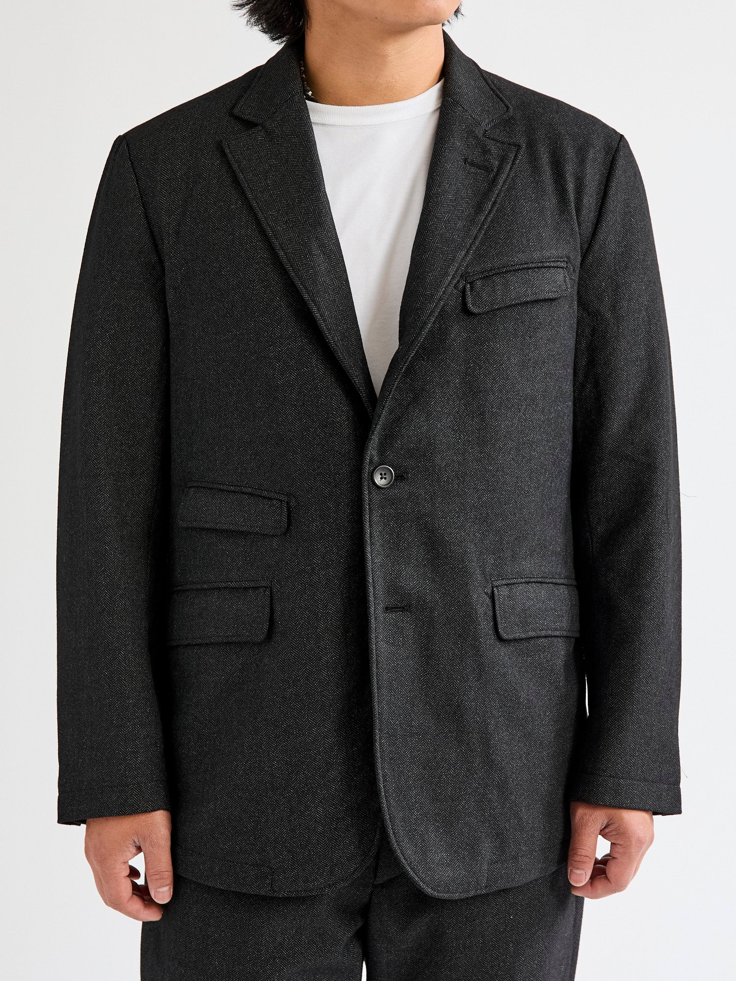 Printed Wool Andover Jacket in Charcoal - Image 2