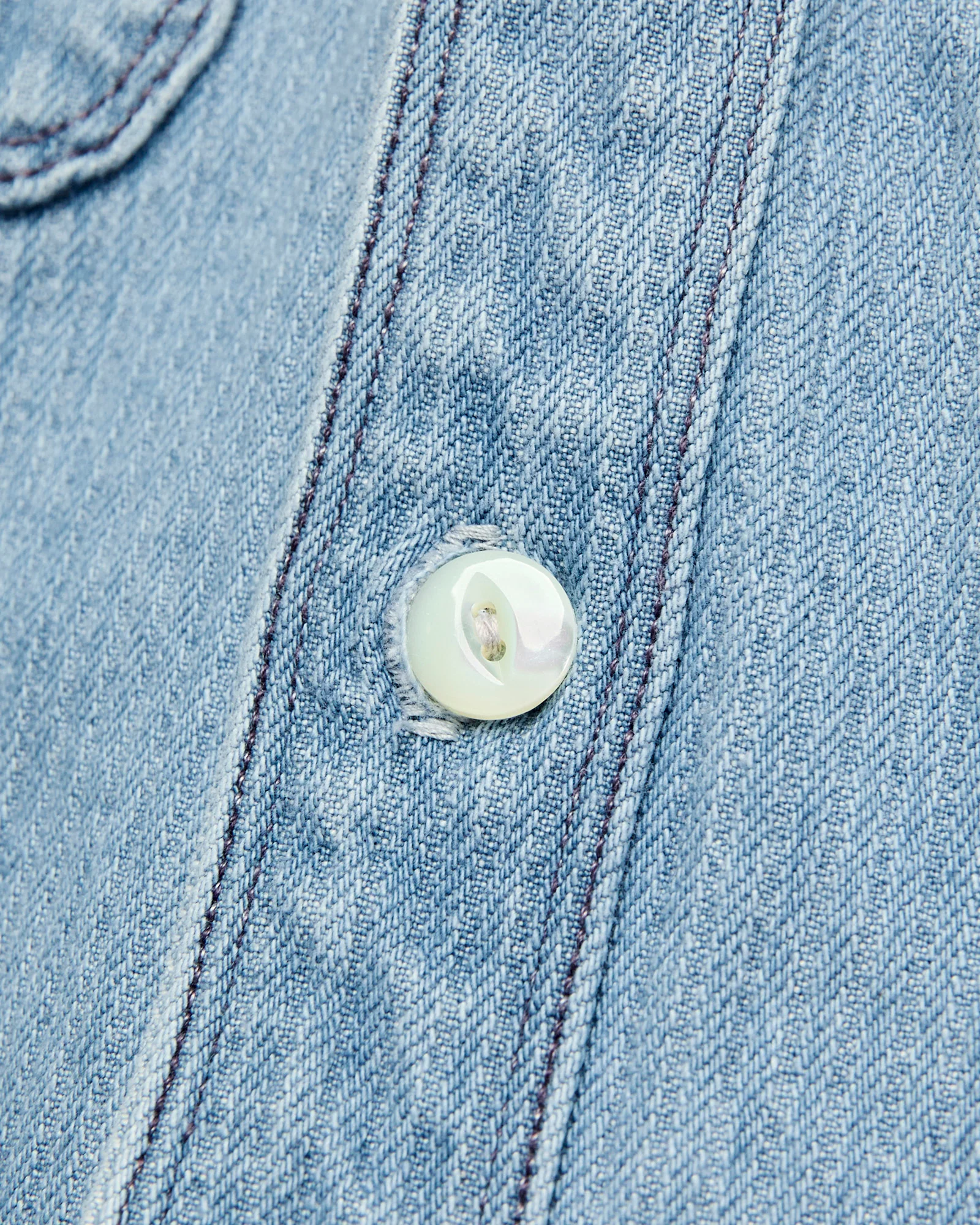 Rancho Western Shirt in Bleached Indigo Stripe - Image 4