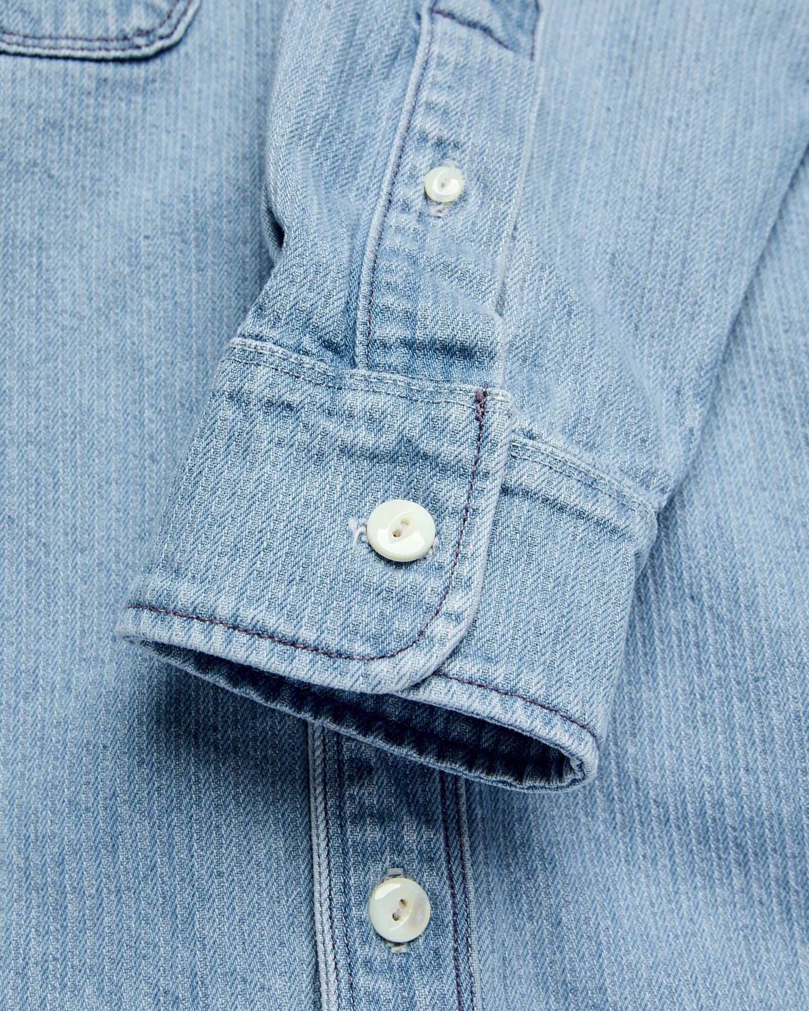 Rancho Western Shirt in Bleached Indigo Stripe - Image 5