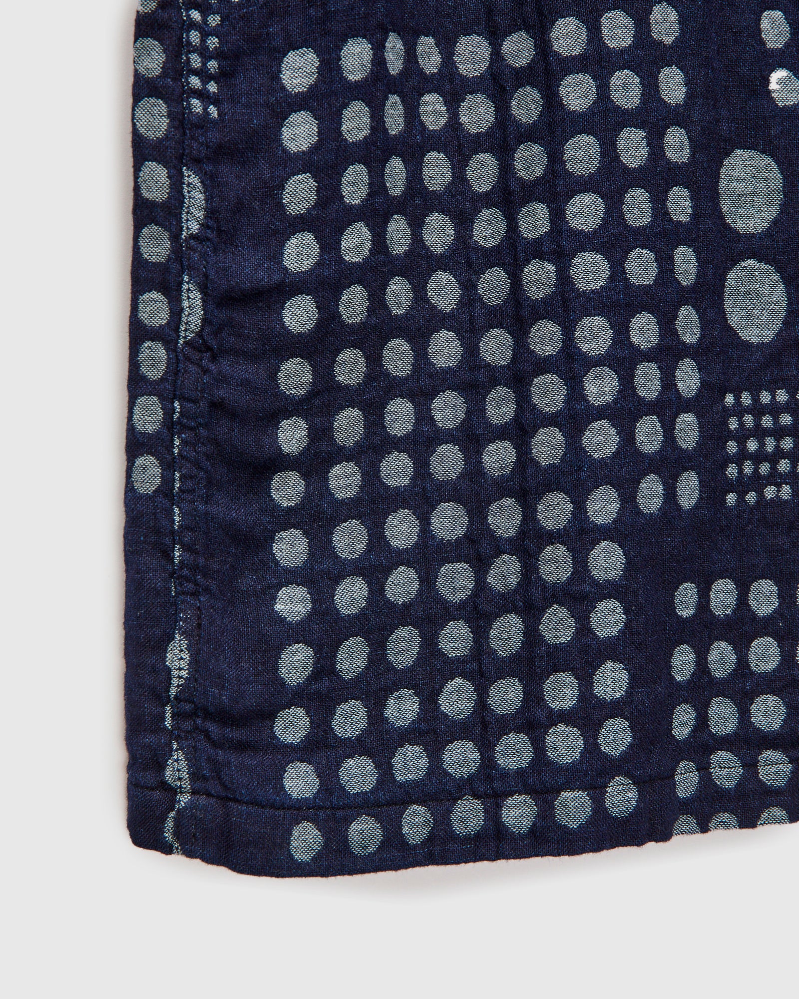 "Random Dots" Jacquard Open Collar Shirt in Indigo - Image 5