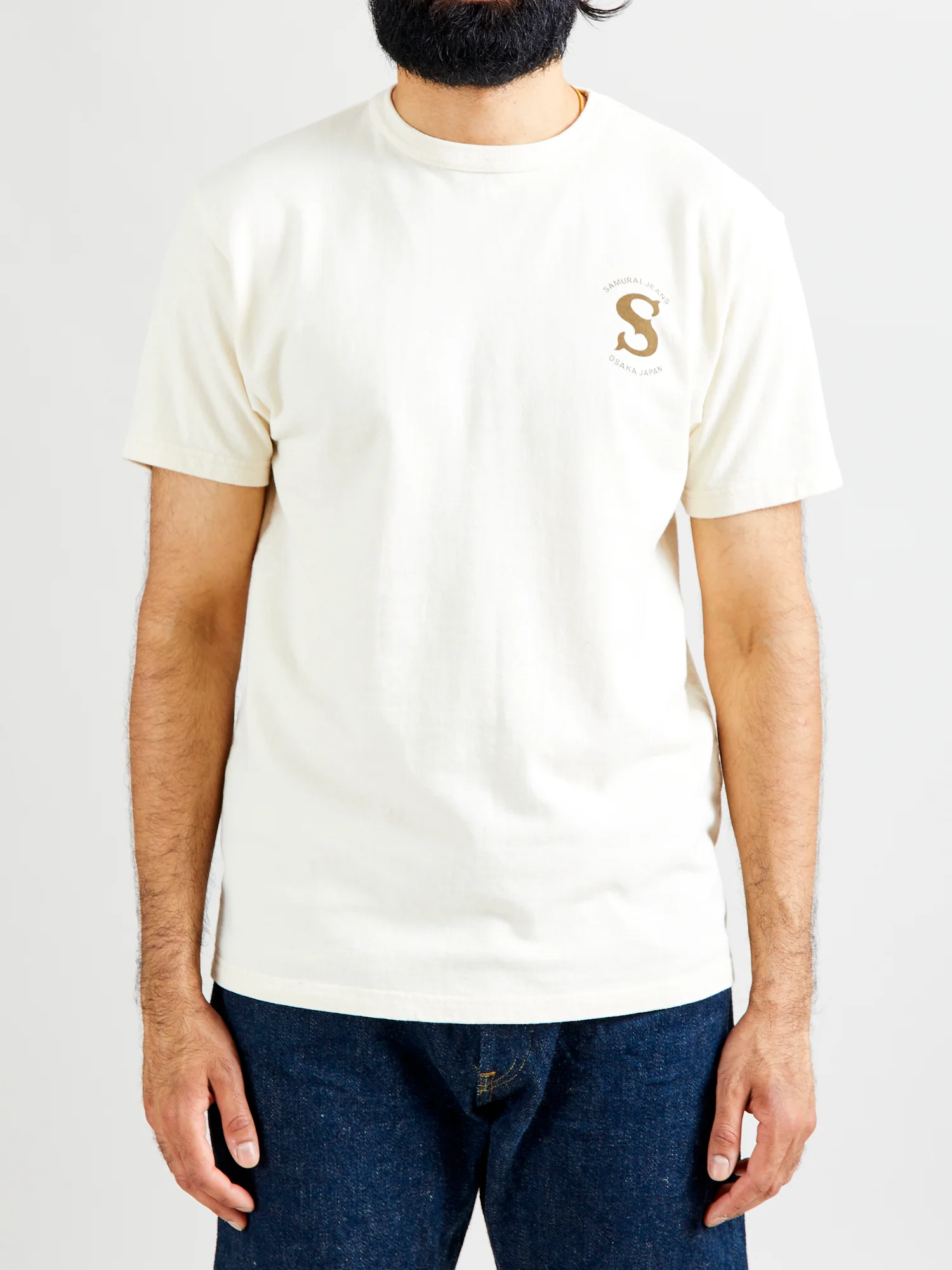 "Ranji" Inlay Loopwheel T-Shirt in Ivory - Image 3