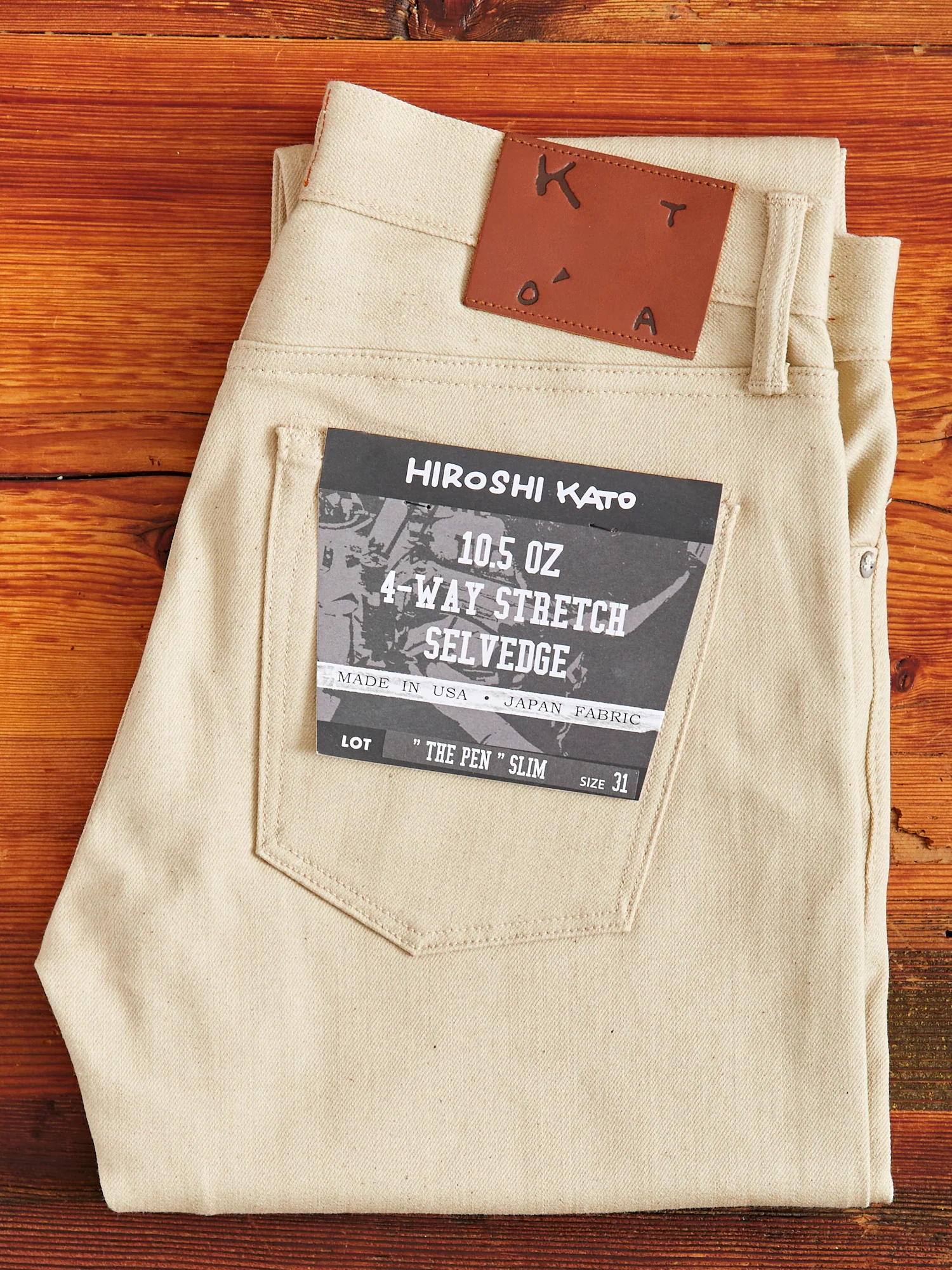 "Raw Beige" 10.5oz Stretch Selvedge Denim - Pen Slim - Image 2