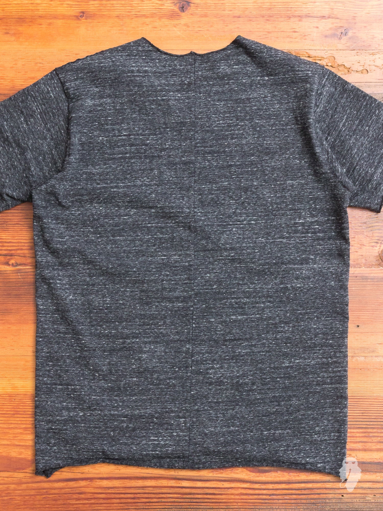 Raw Hem Kasuri T-Shirt in Charcoal - Image 6